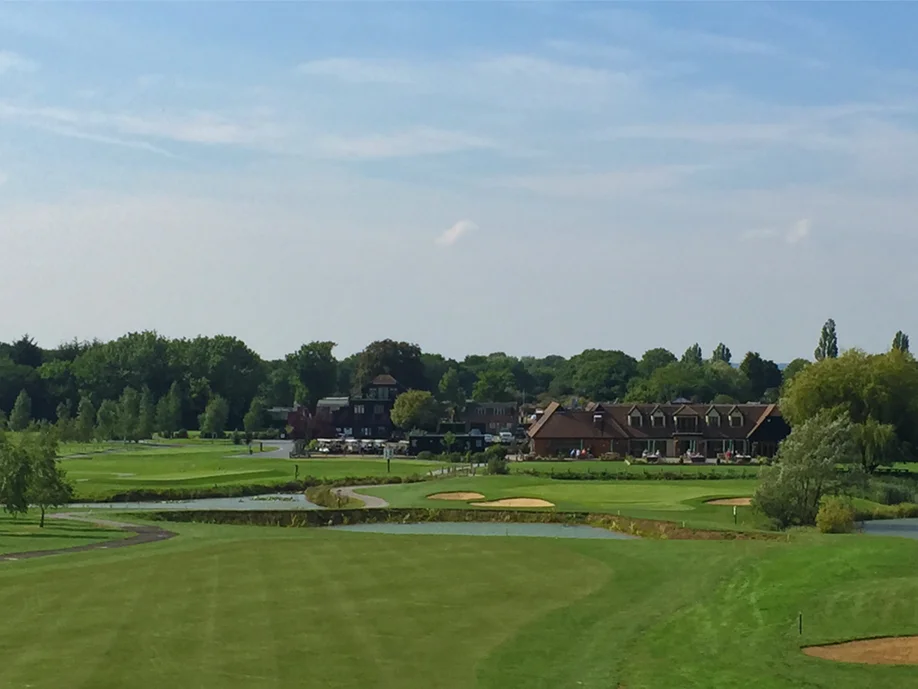 The 18th hole is now surrounded by water on all sides.