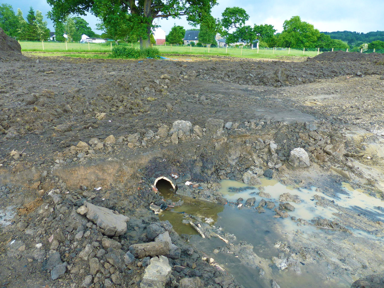 The already wet site was made all the more challenging when an unknown major land drainage system was uncovered and broken - leading to significant site flooding.