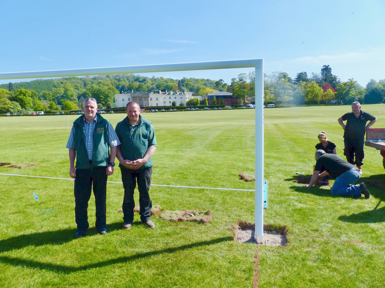 Concord College Head Groundsman Paul Humphreys, with his Assistant Mark.