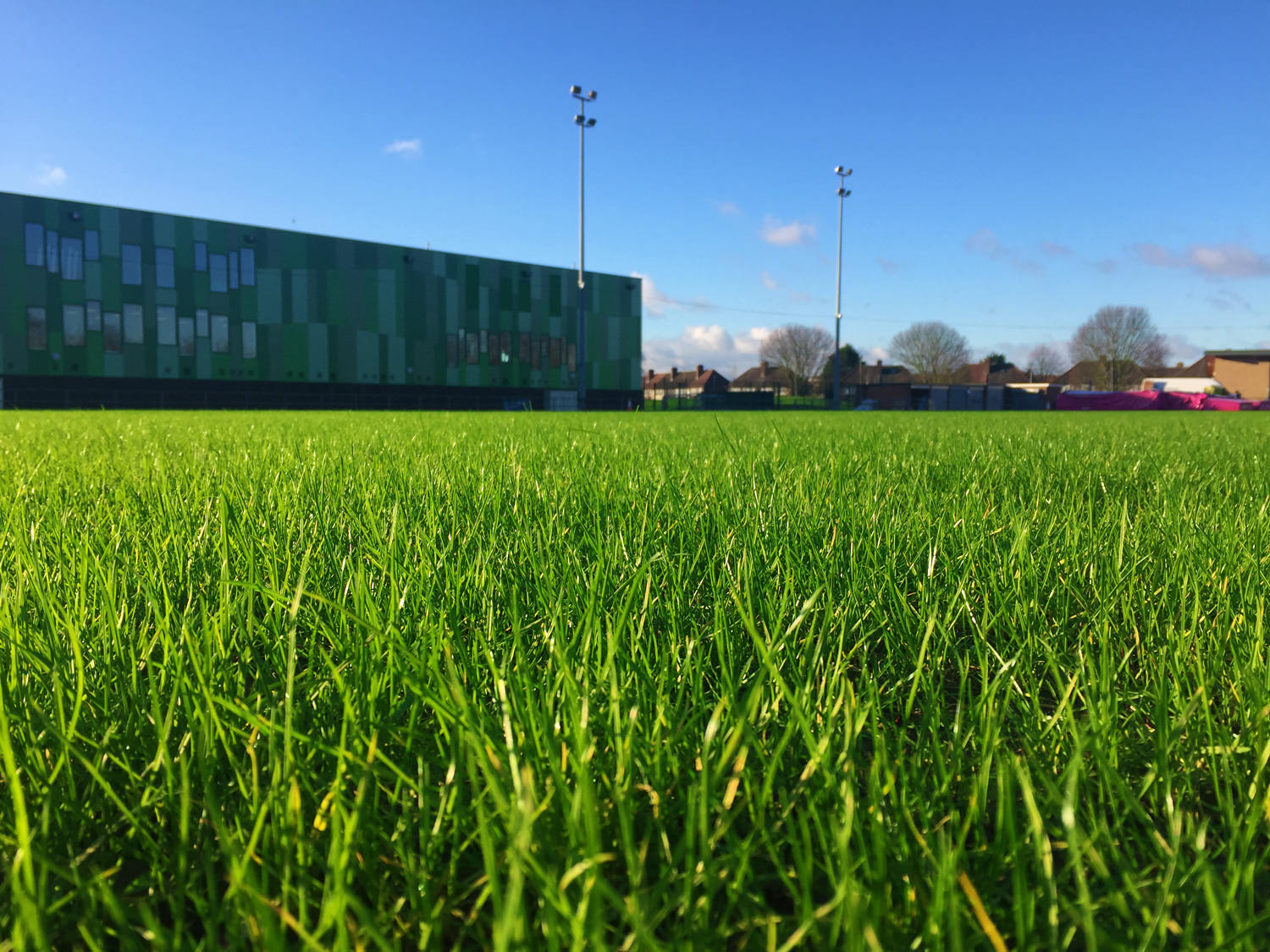  The newly refurbished pitch, with the Dagenham Active Leisure facility in the background. 