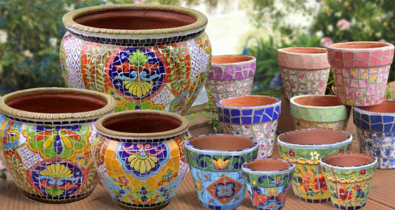 Collection Maxcera Mosaics, Mosaic Garden Pots