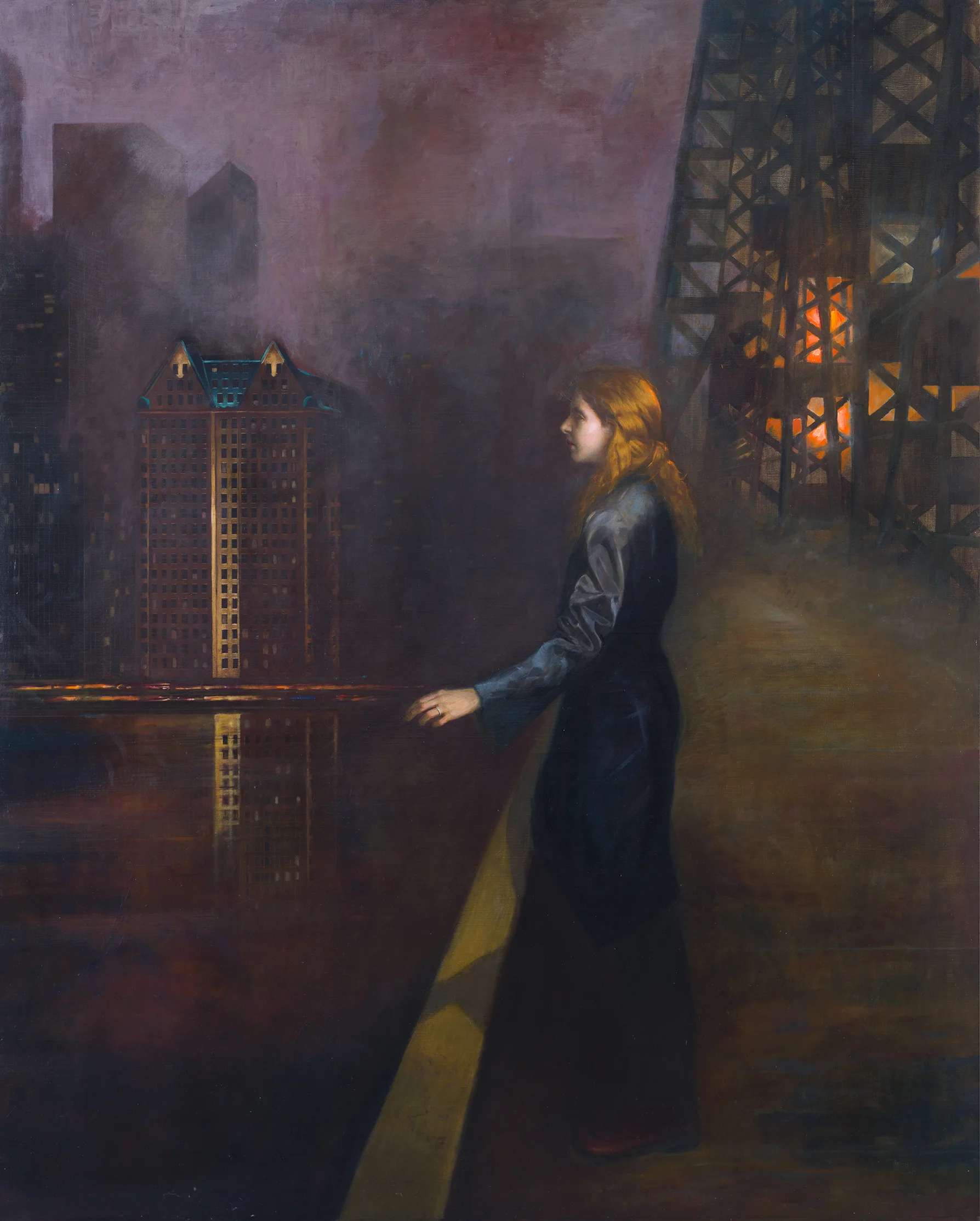 Daisy on the Queensboro, oil on linen, 48 x 62 inches, 2018.