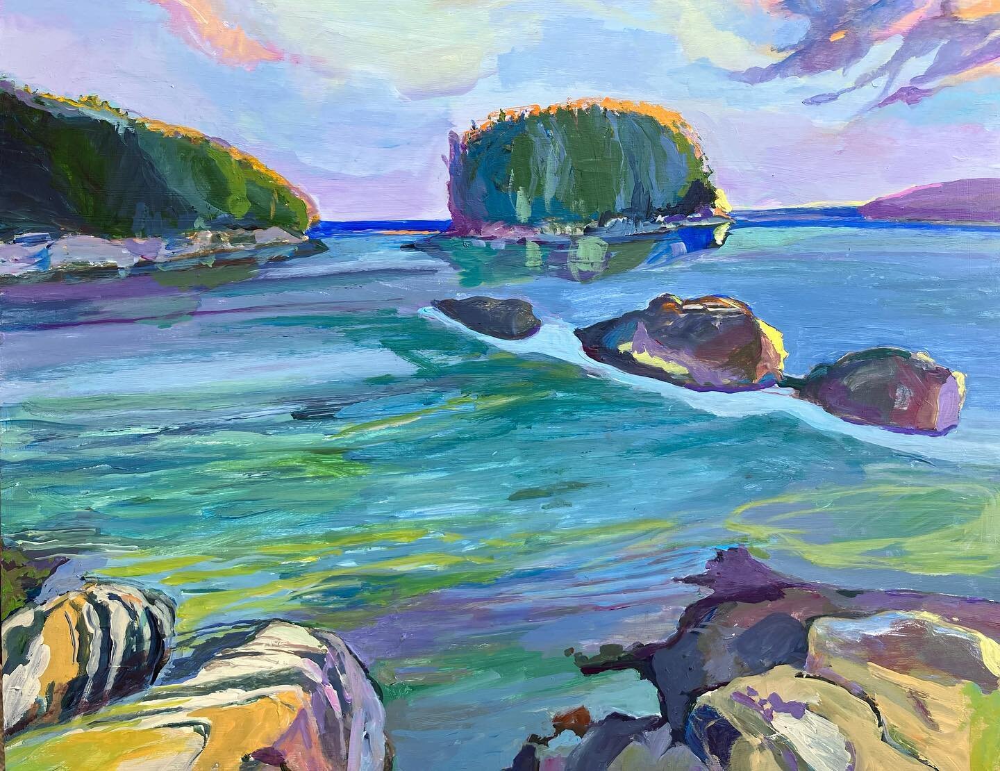 Five Islands, Georgetown ME, 20&quot; x 16&quot; acrylic on panel.