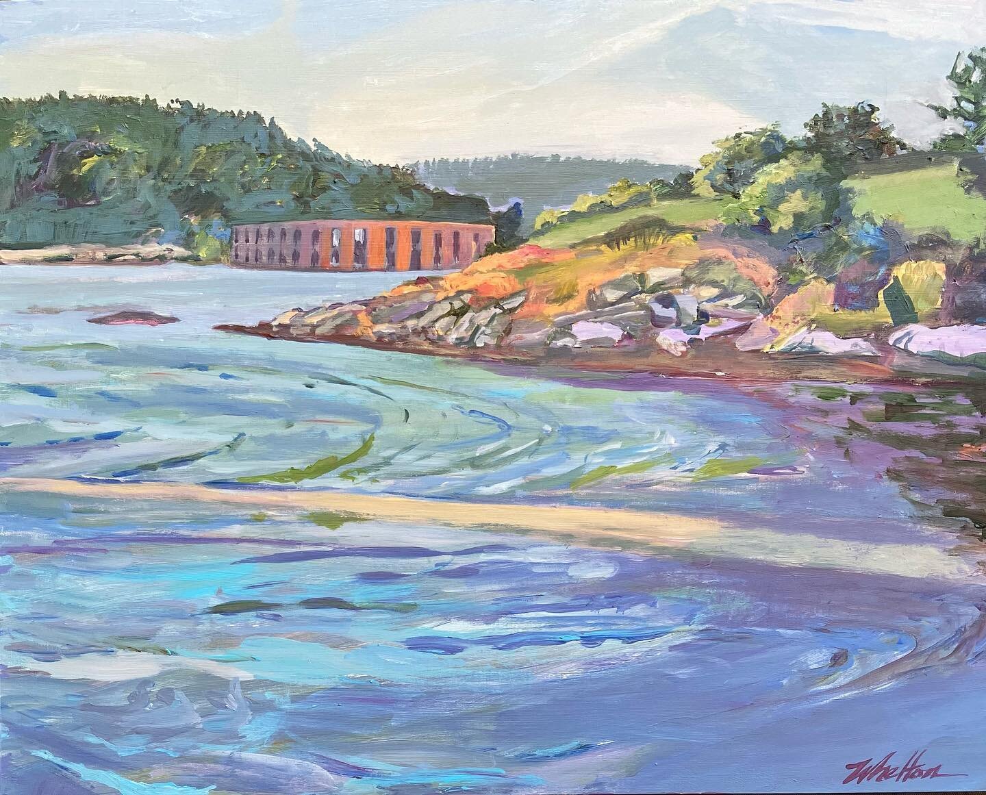 Across the Kennebec to Fort Popham, 20&quot; x 16&quot;, acrylic on panel