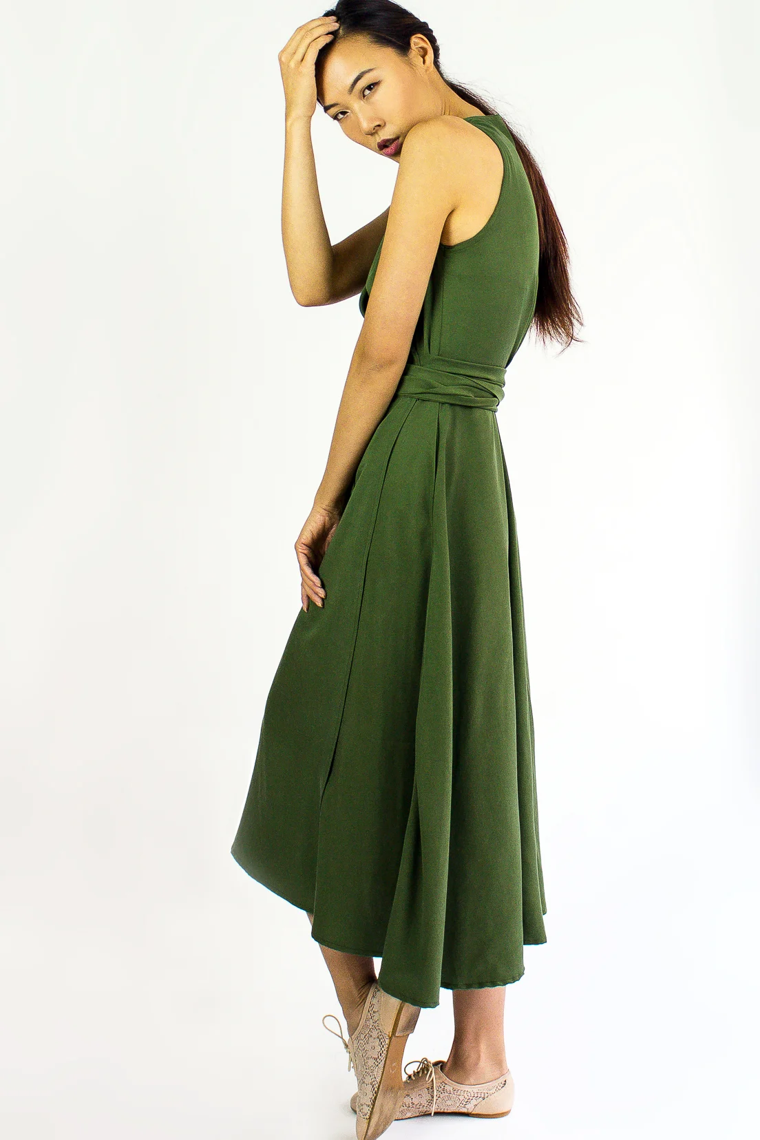 Maya moss green wrap dress SimonesRose