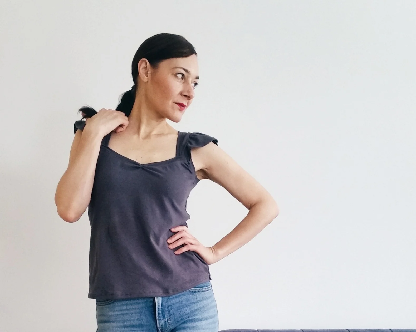 Simones Rose Bardot ruffle sleeve top / Simonesrose.com