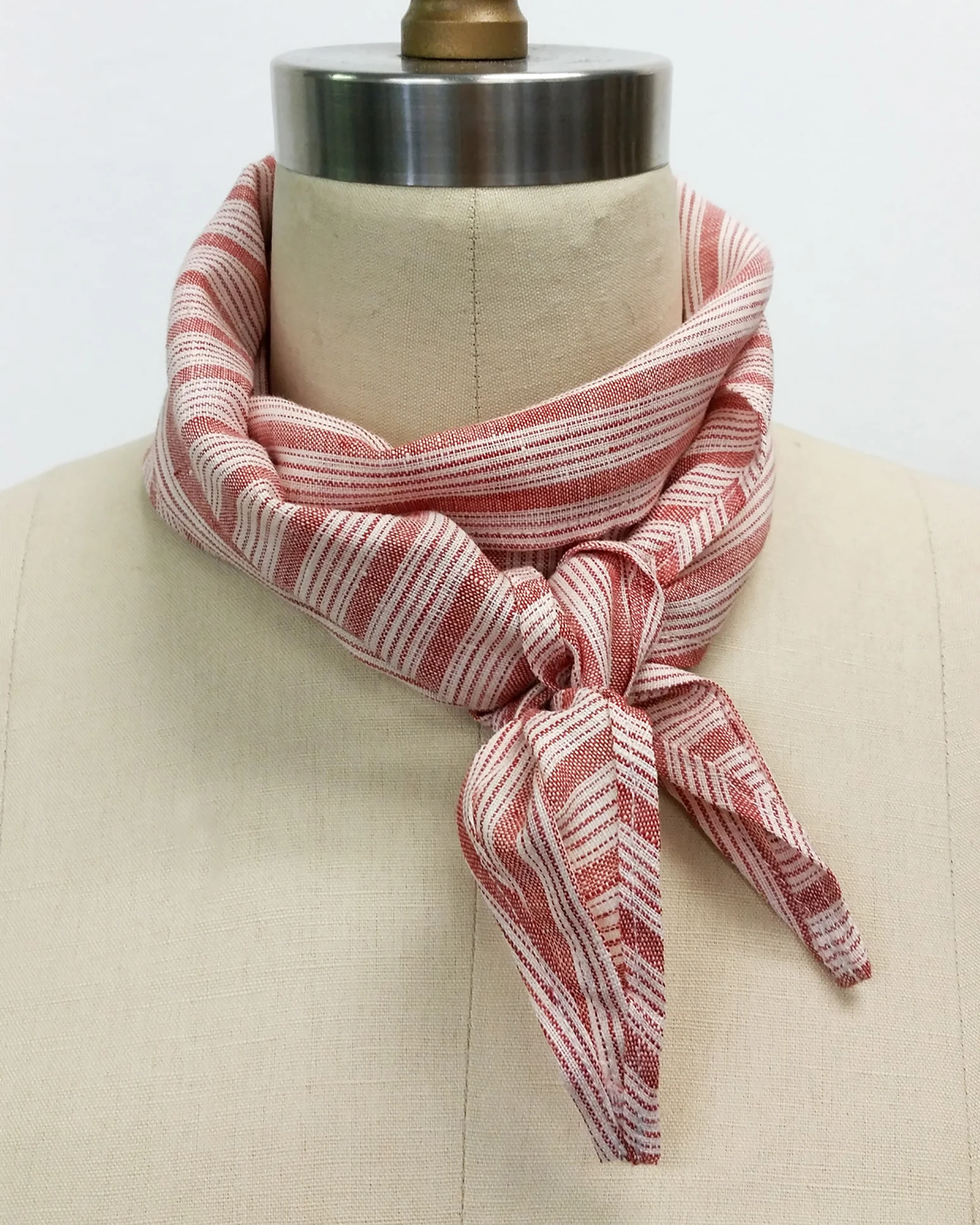 Simone's Rose Parisian Charlie scarf / Linen red stripe