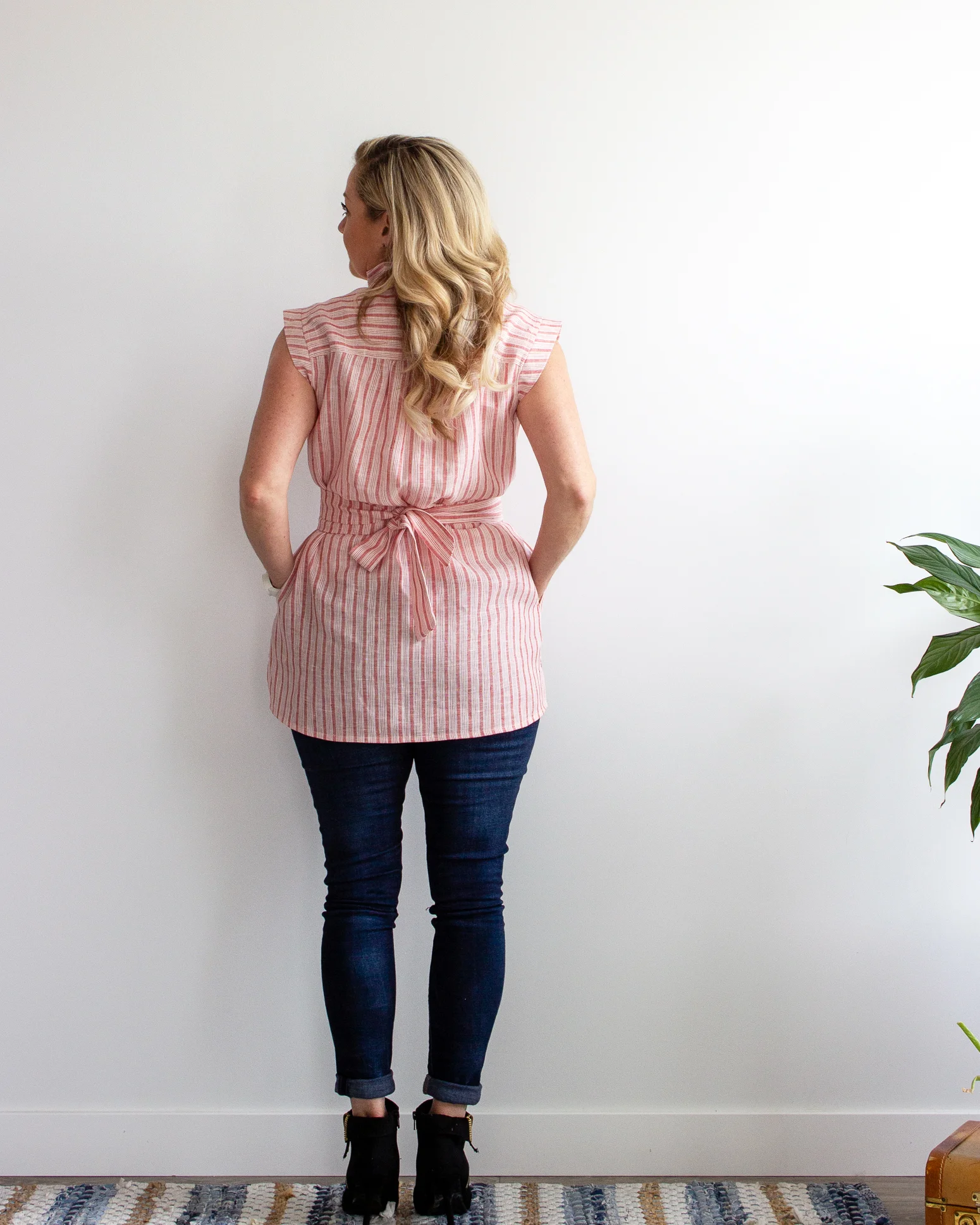 Joella blouse / Soft red linen stripe / Simones Rose SS19