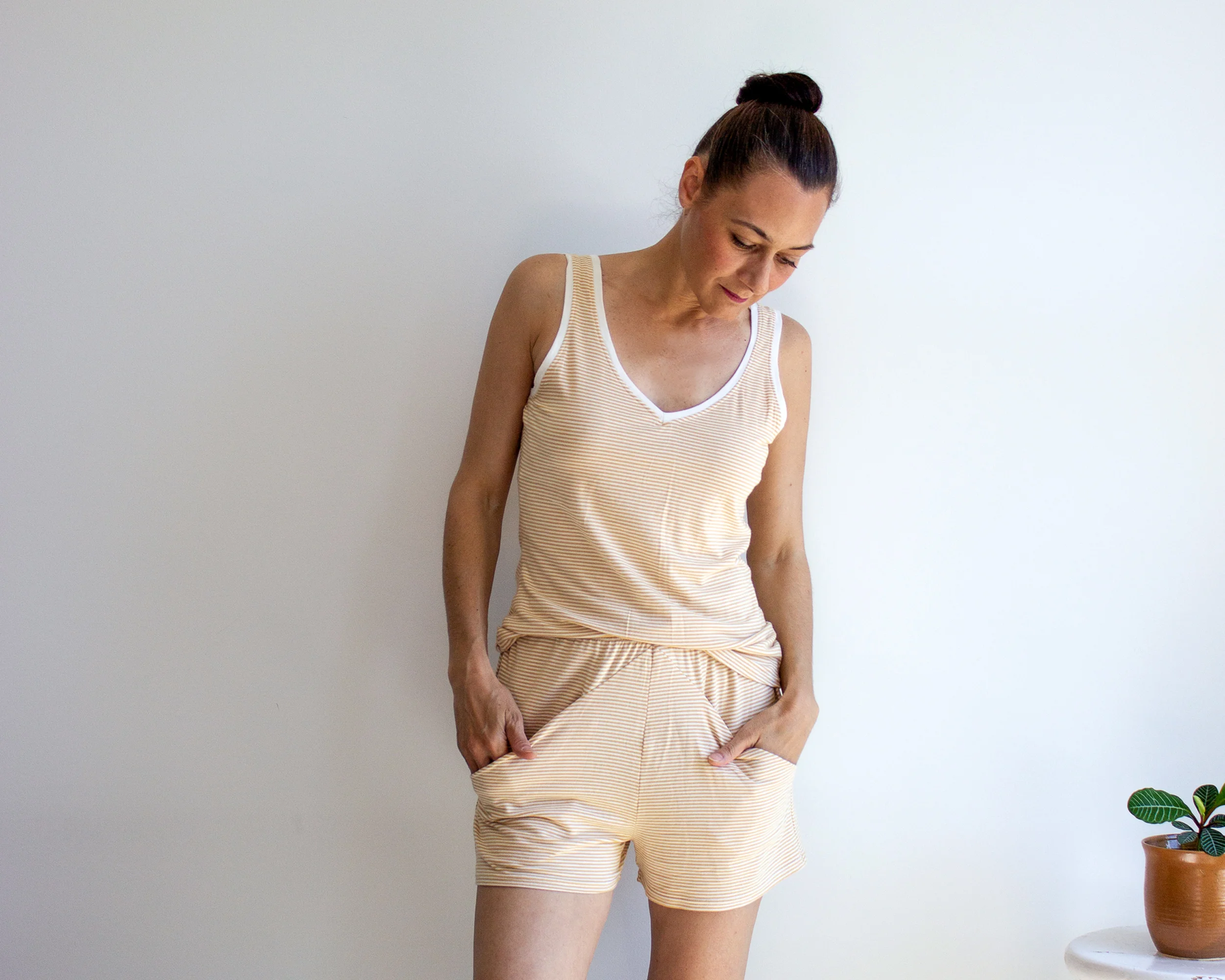 James summer lounge short / golden yellow stripe / Simonesrose.com