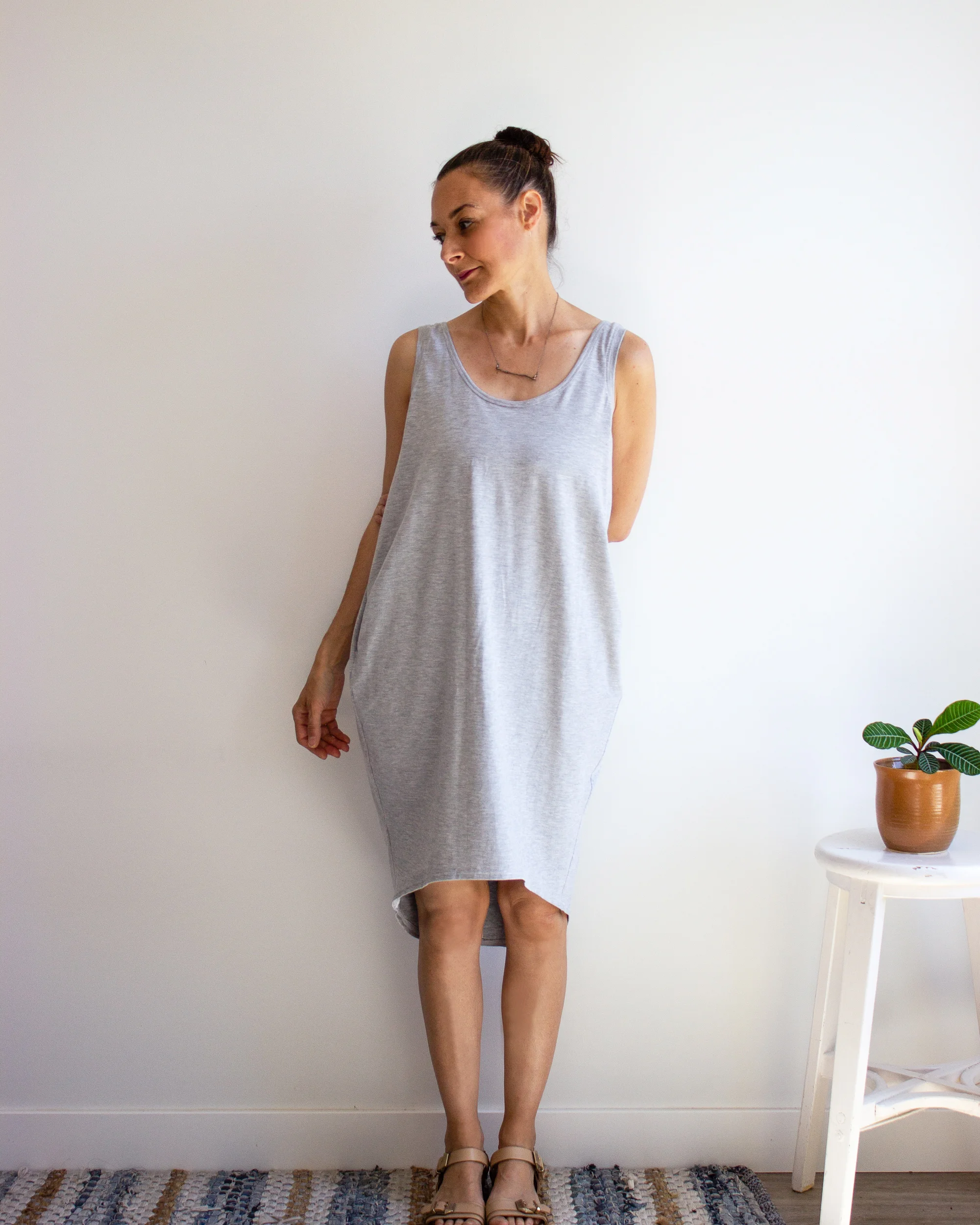 SimonesRose.com / Bonnie low back draped tank dress / Womens summer, loose bamboo jersey dress / pockets
