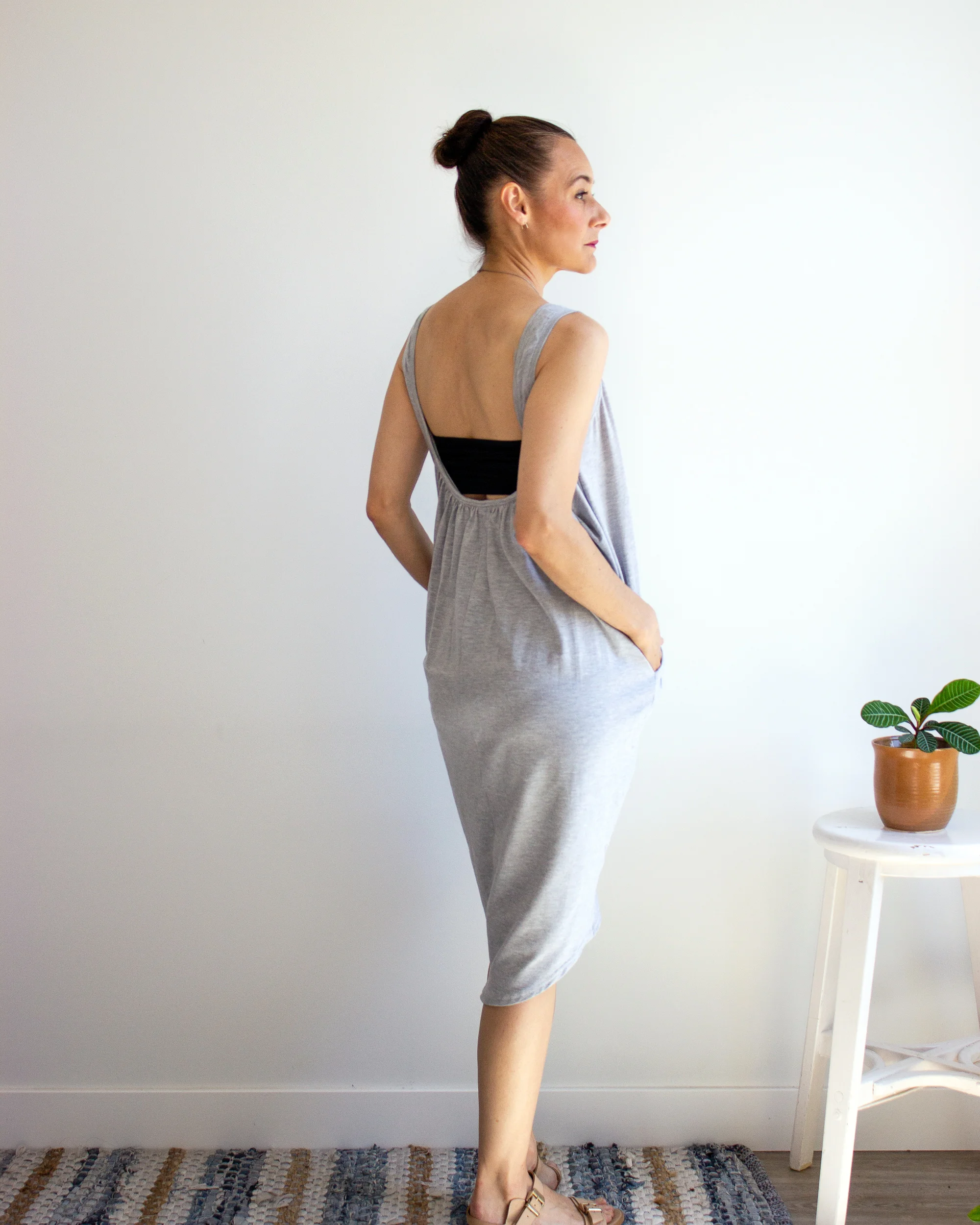 SimonesRose.com / Bonnie low back draped tank dress / Womens summer, loose bamboo jersey dress / pockets