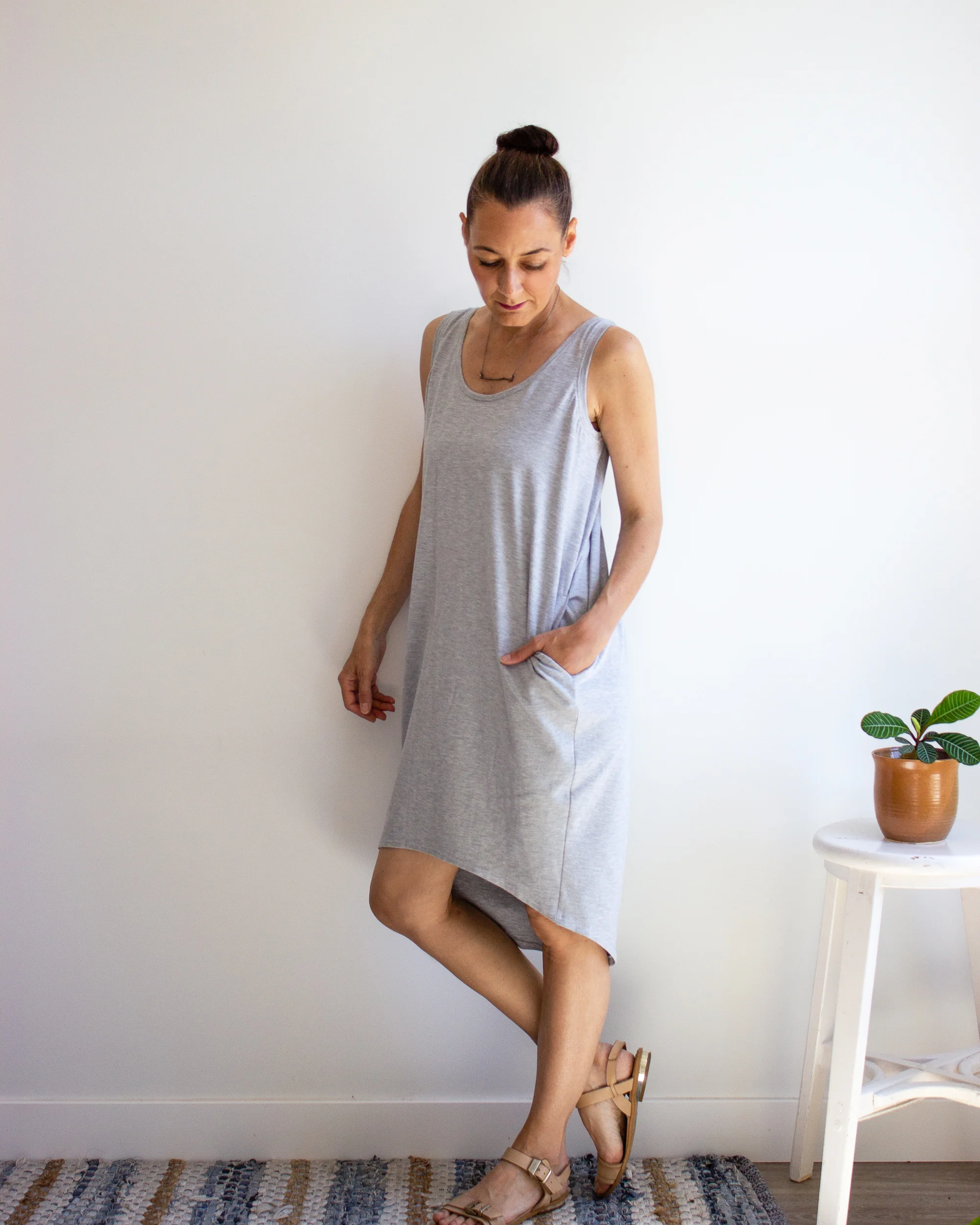 SimonesRose.com / Bonnie low back draped tank dress / Womens summer, loose bamboo jersey dress / pockets