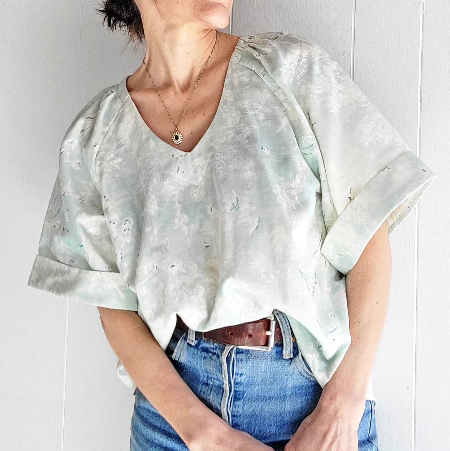 Our Brynn blouse is back!  Shown here in our dreamy Nani Iro Lokomaikai print, this blouse can be cut from any of our available prints.  All are 100% organic cotton, imported from &amp; made in Japan.  Everyone who touches these textiles has an immed