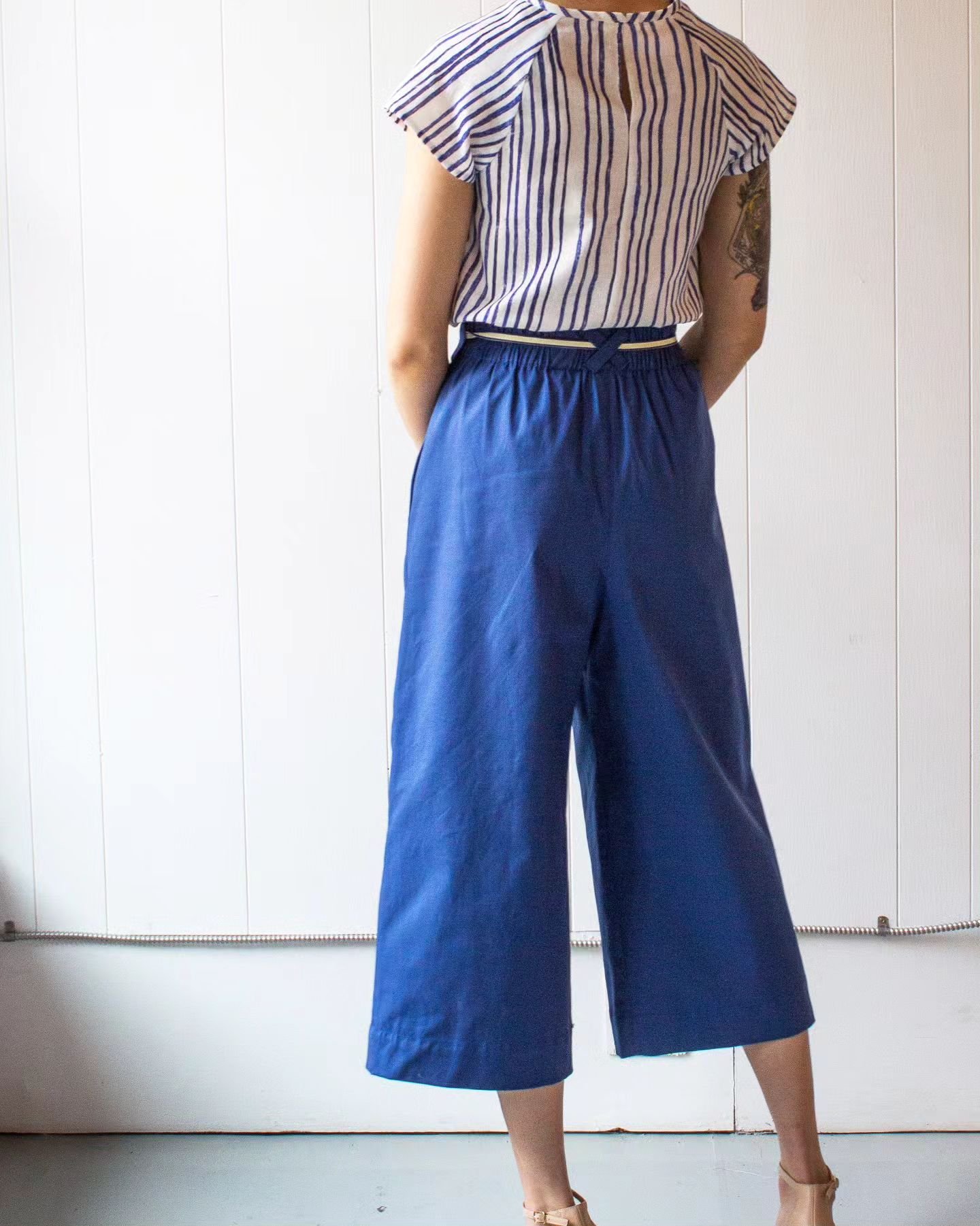 This Friday!  Our Orso pant 👖 will be dropping in the online  shop.  She's an easy to wear, high waist pant with pleating &amp; elasticized waist.  Cut with added ease &amp; straight / wide leg.  Aaaand sleek inseam pockets - deep enough for stashin