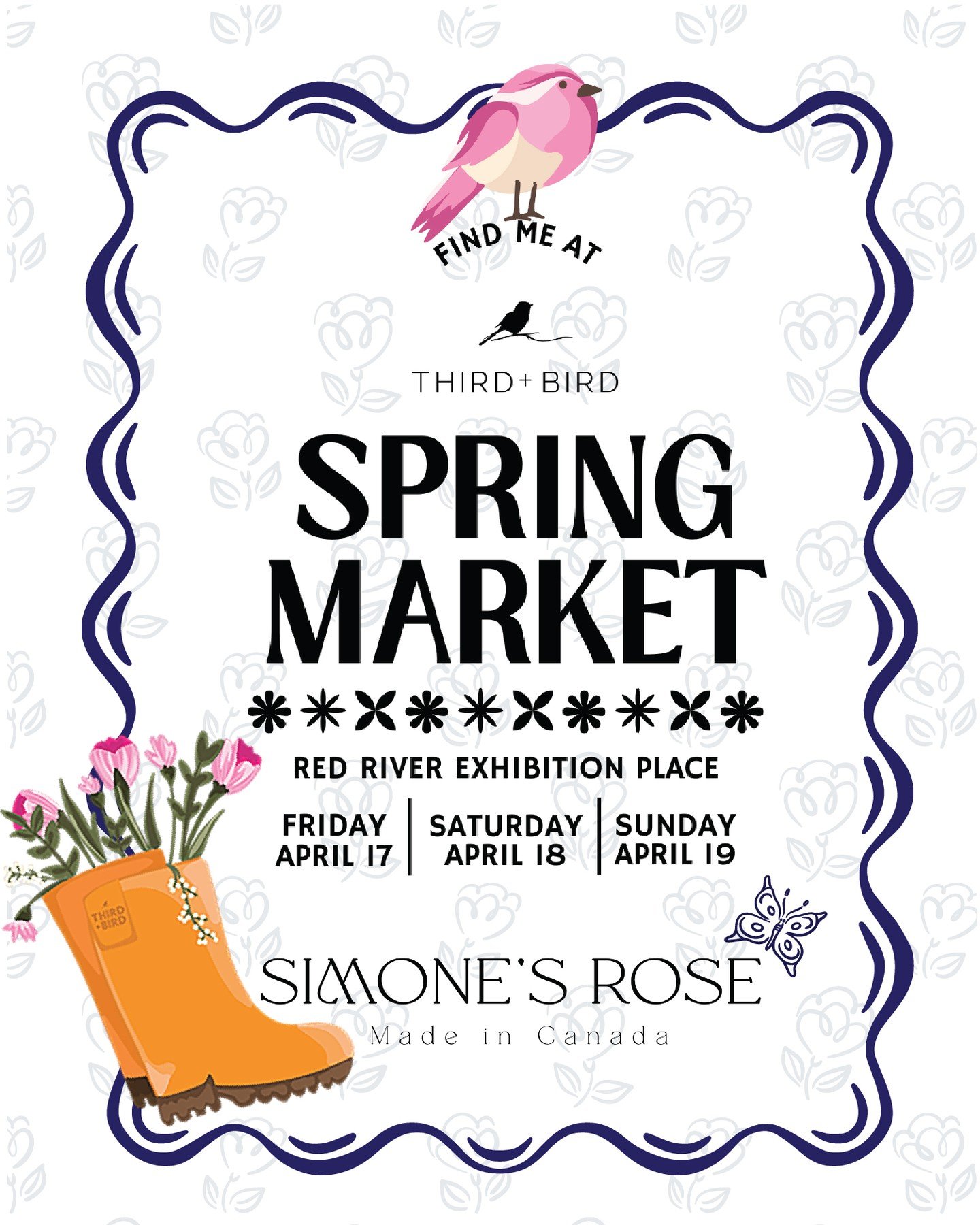 Winnipeg! Did you get your tickets yet?! 

Friday April 17th (90% sold out!): Early Bird tickets get you first dibs on 170+ maker's product, reduced shopping crowd, A free plant!! from Van Der Meer Garden Centre and a custom Third + Bird tote bag.

S