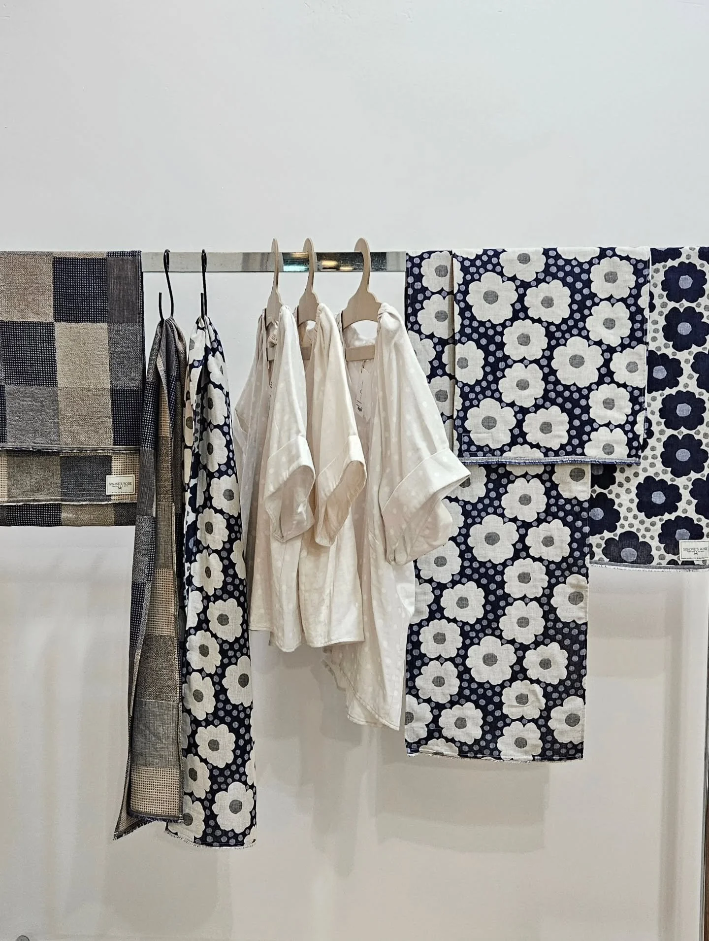 Friday/Saturday OPEN STUDIO / SHOP &amp; new ✨️ 100% cotton jacquard scarves.  Japanese milled textiles,  cut and sewn right here in our workspace aka atelier. 

Where:
2nd floor - 75 Albert street / Winnipeg #exchangedistrict 
La boutique au coin / 