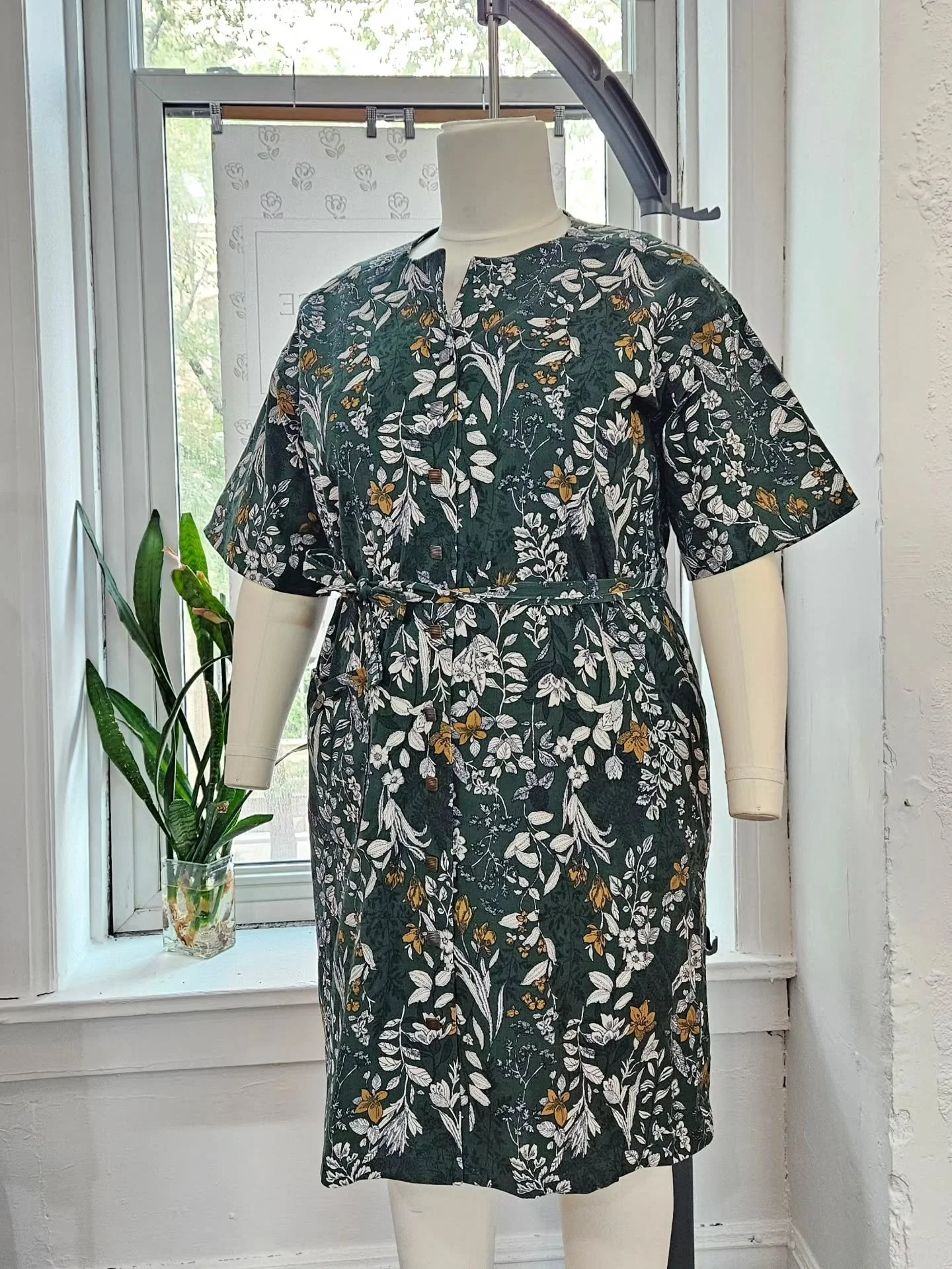 Meet Sweet Jane - our new shirt dress with a few touches of whimsy &amp; a whole lot of comfort.  Shown here in Green Flora - a Japanese 100% cotton light weight corduroy. 

She'll be making her debut at @thescatteredseeds  this weekend!  For referen