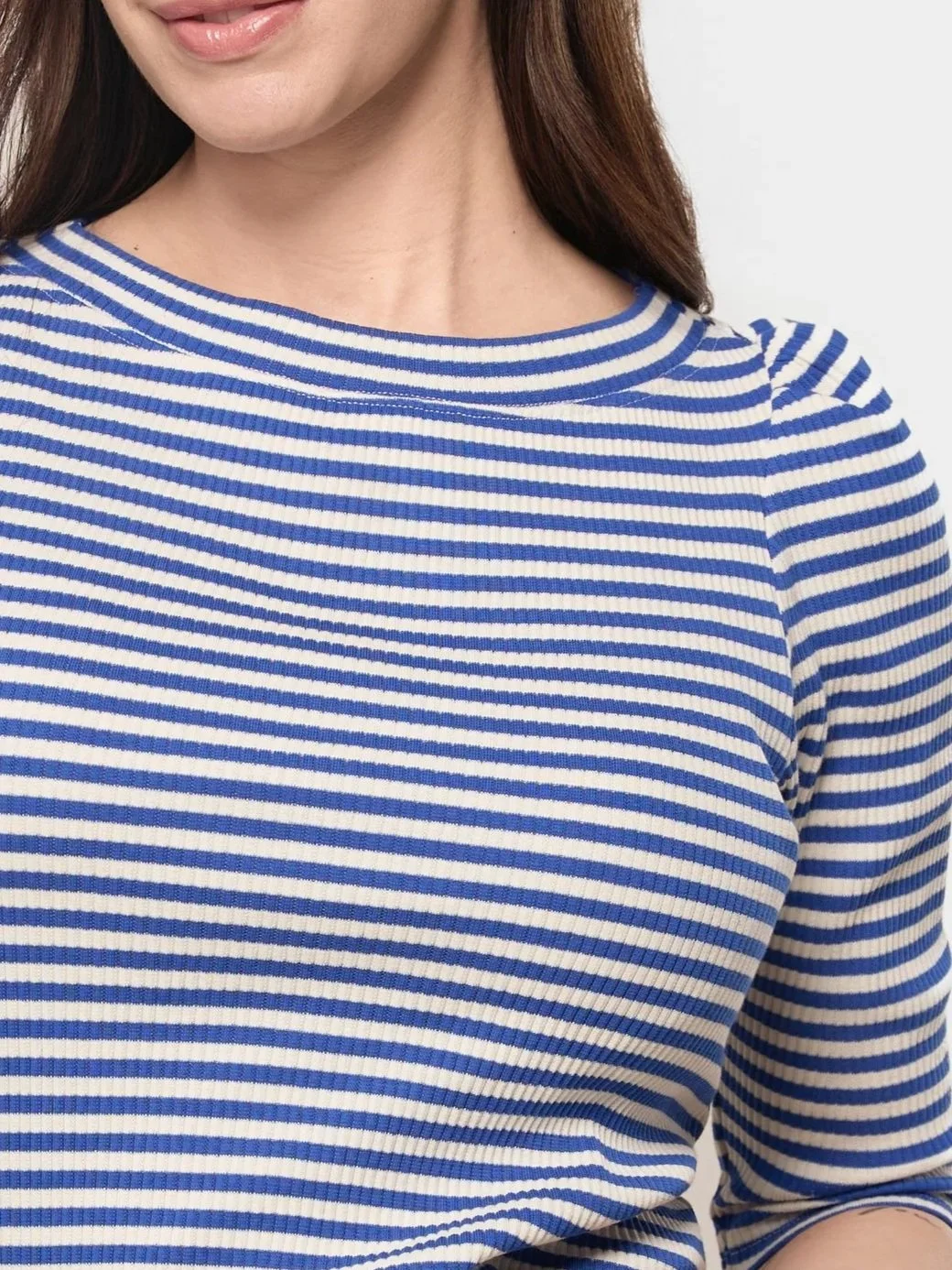 Margo boat neck top - Marine blue x Soft white