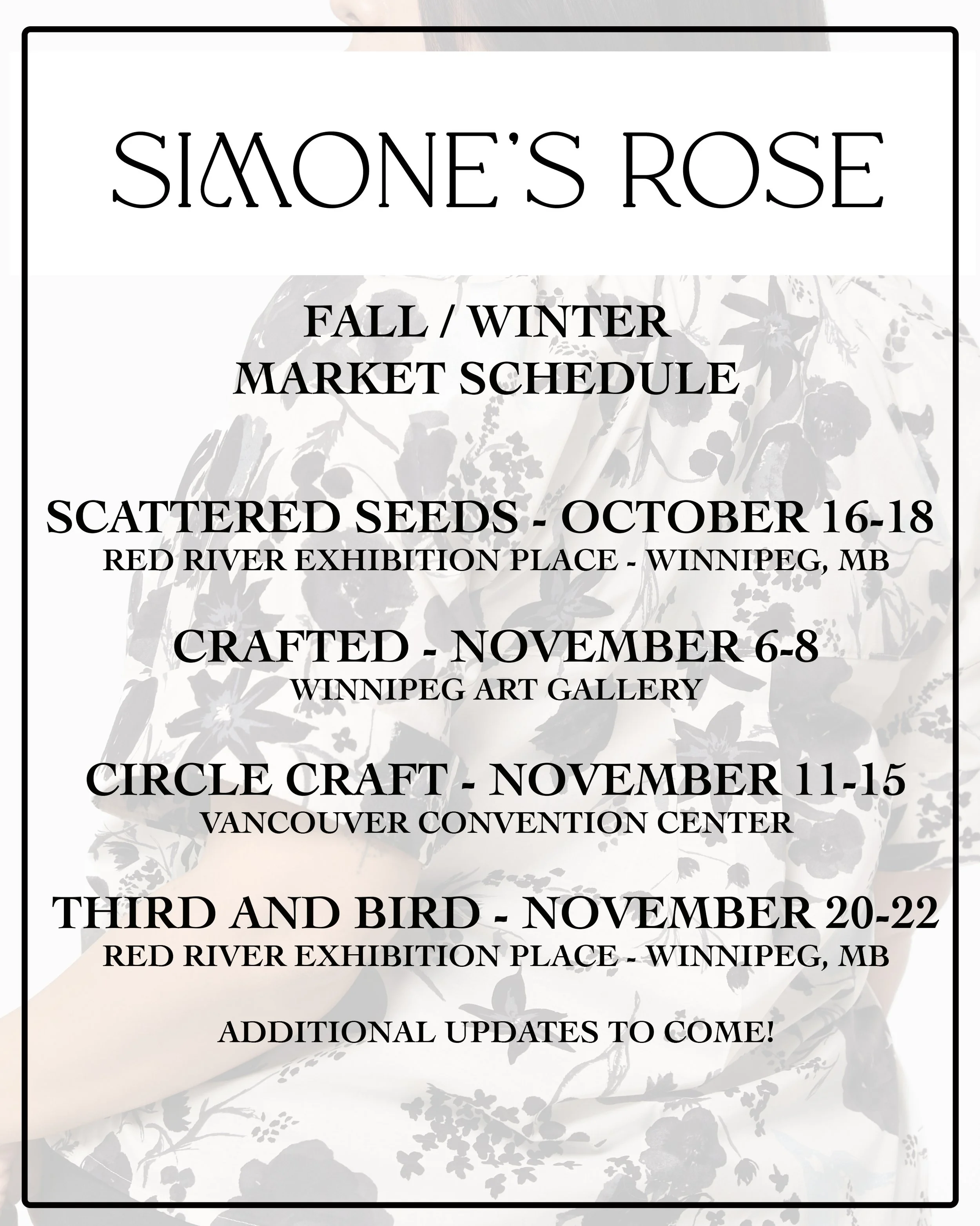 FALL AND WINTER MARKET DATES