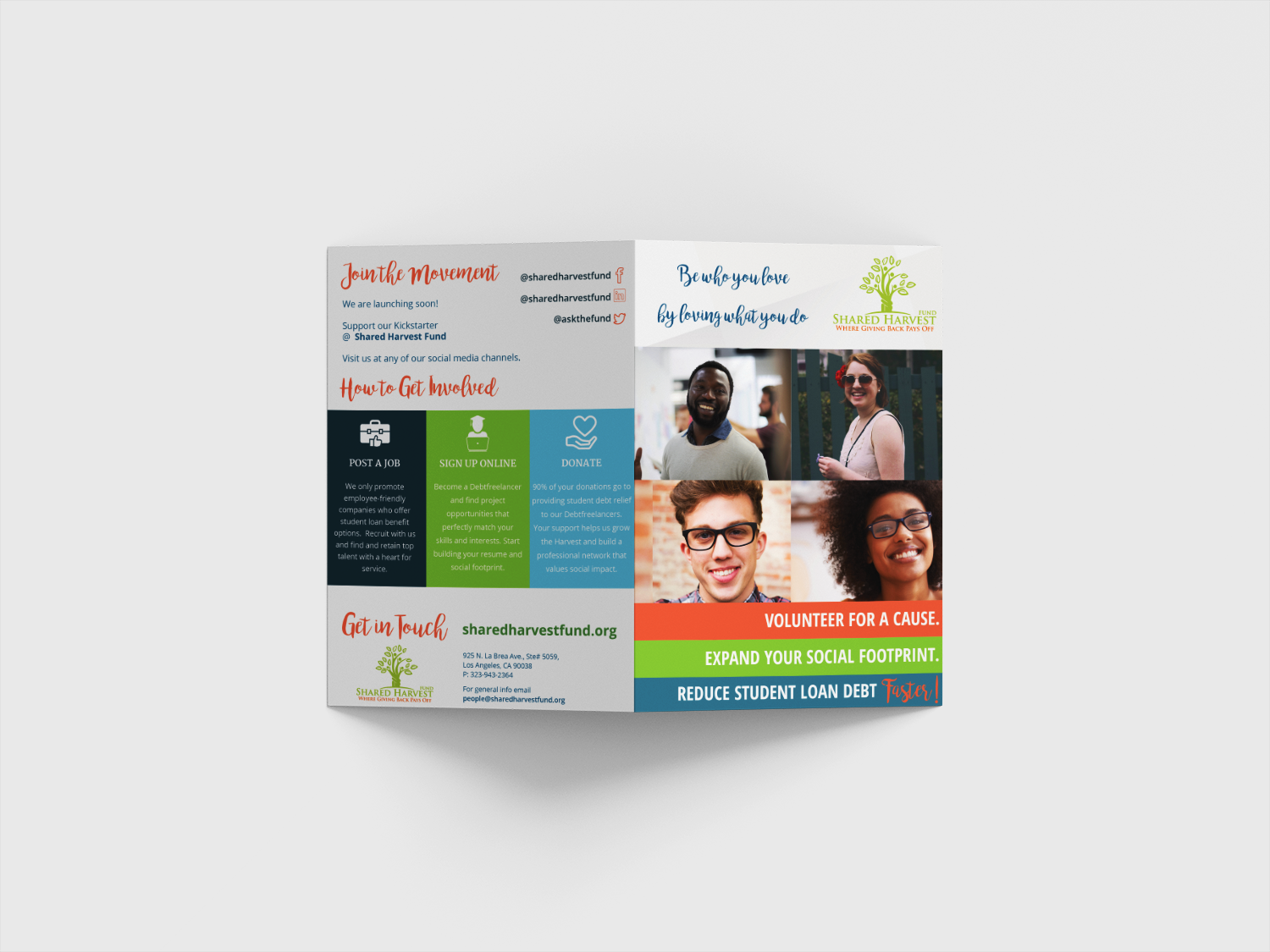 Brand refresh and brochure design for The Shared Harvest Fund to assist the company in their bi-annual fundraising campaign.