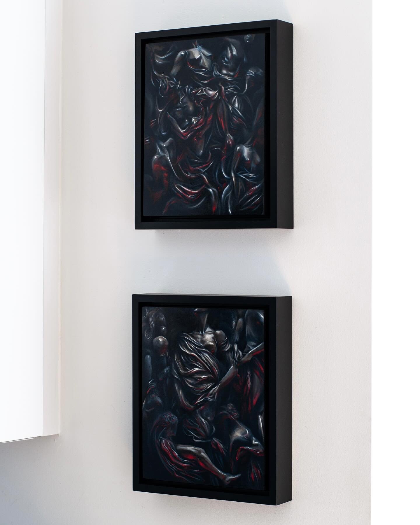 My dynamic duo! Zenith&rsquo;s Peak (top) and In Her Orbit (bottom), proudly adorning their new home side by side. 

These two paintings are sisters in spirit, each capturing a distinct moment in time. My intention was to create a before-and-after na