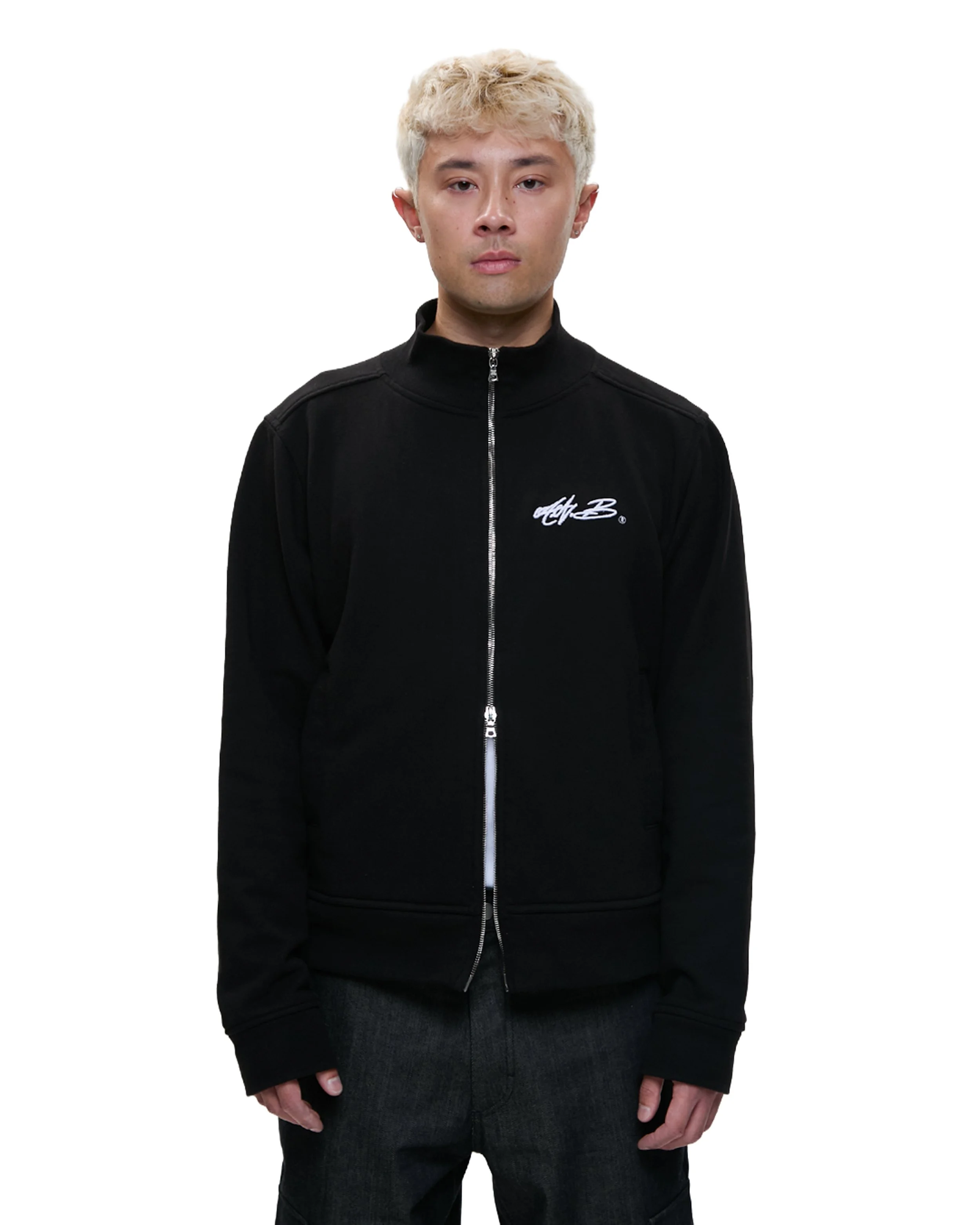 Logo Embroidered Mock Neck Full Zip Jacket