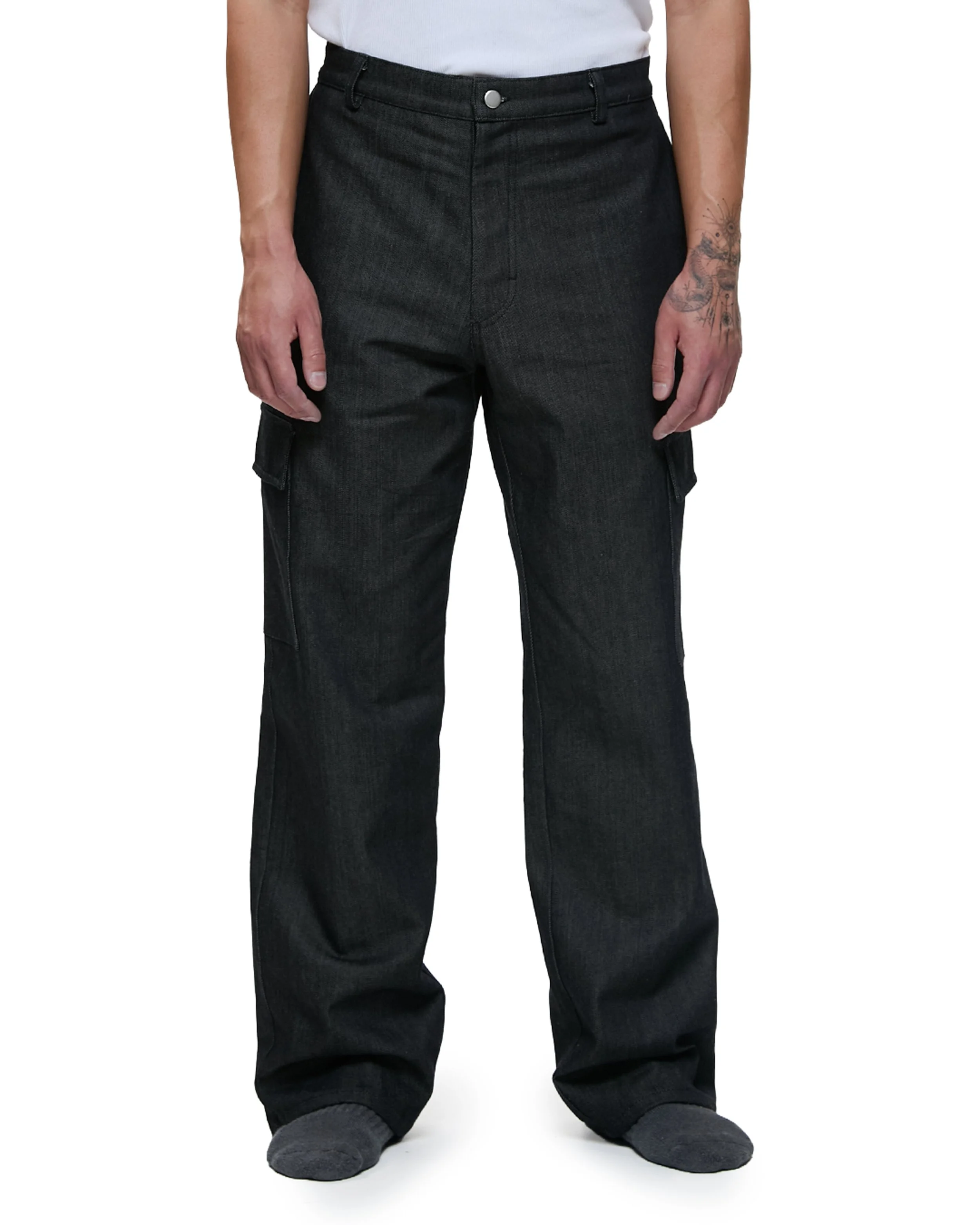 ISKO Black Denim Cargo Trouser