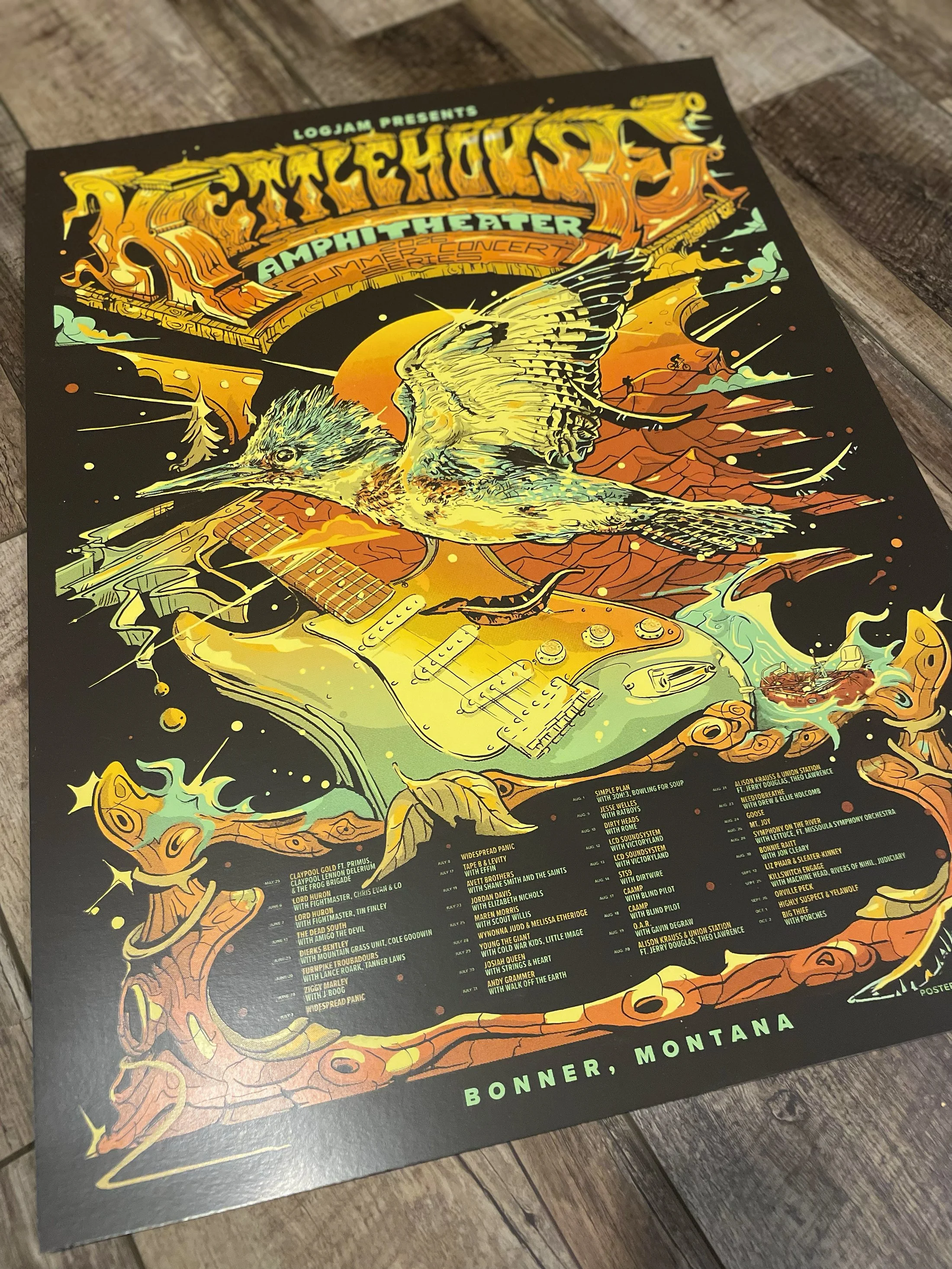* 1/1 Glossy Swirl White Foil Paper KETTLEHOUSE AMPHITHEATER Summer Concert Series (Bonner, MT / 2026)