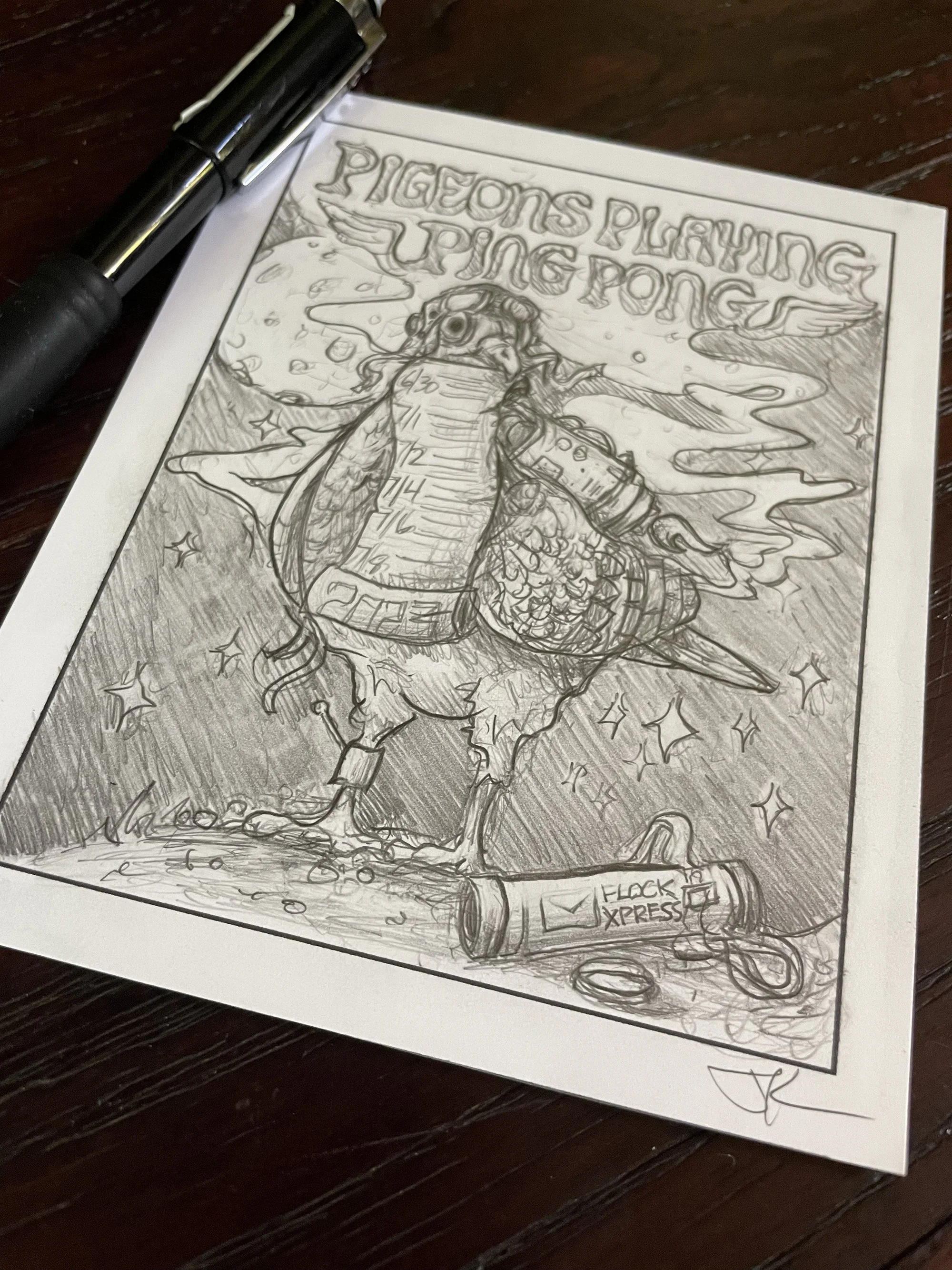 Original Concept Sketch - PIGEONS PLAYING PING PONG 2023 Tour Sketch