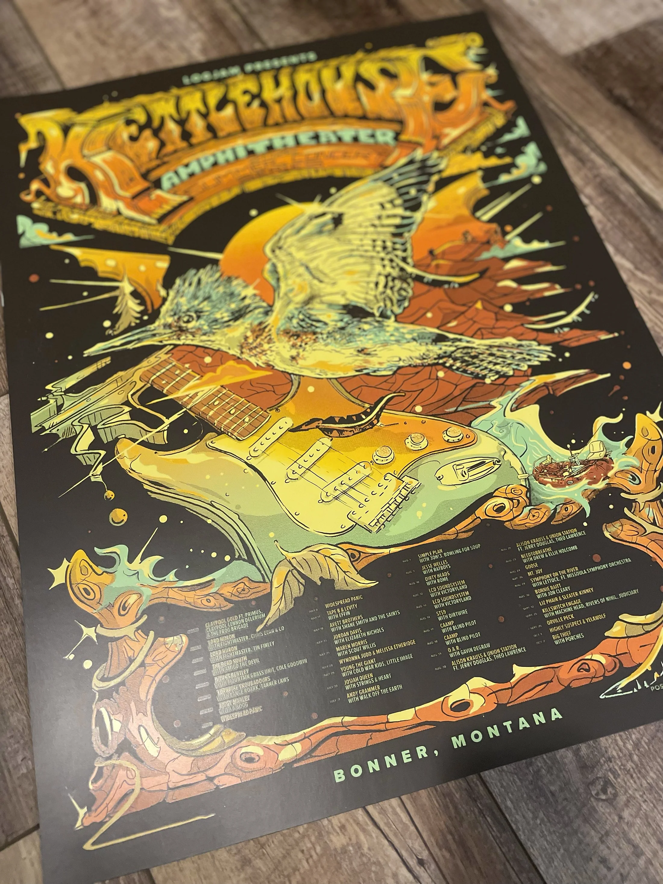 *1/1 Glossy White "Holographic" Foil KETTLEHOUSE AMPHITHEATER Summer Concert Series (Bonner, MT / 2026)