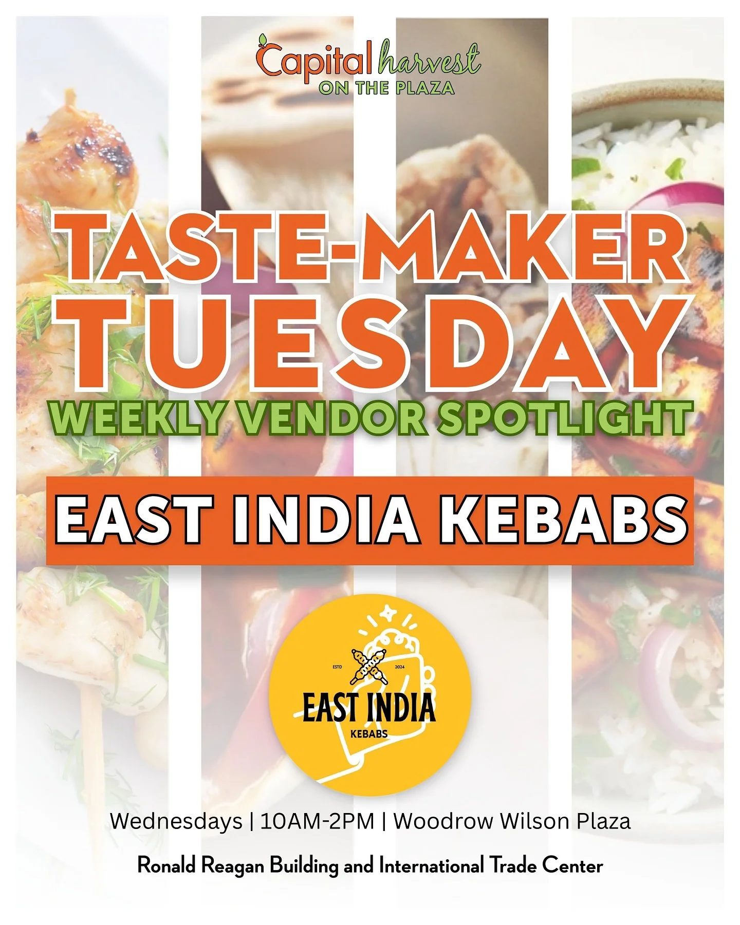 BOLD spices and sizzling skewers meet Farmers Market flavor at CHoP THIS Wednesday! 🔥🍢

Say hello to East India Kebabs &mdash; the masters of marinated perfection, blending rich Indian tradition with fresh, grilled goodness.

From juicy kebabs to m