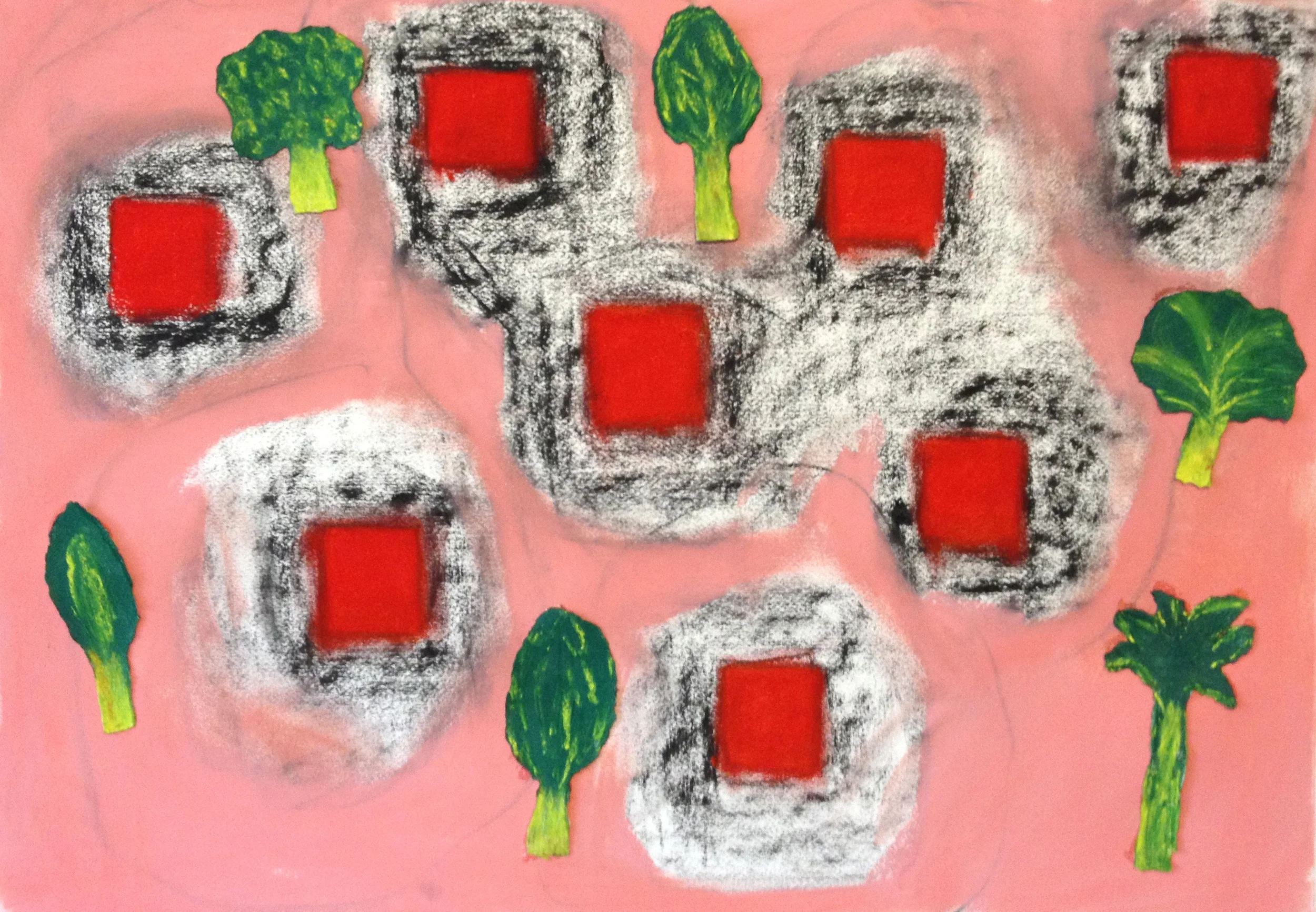 Red Pools 3 22" x 30" Pastel on paper 2014