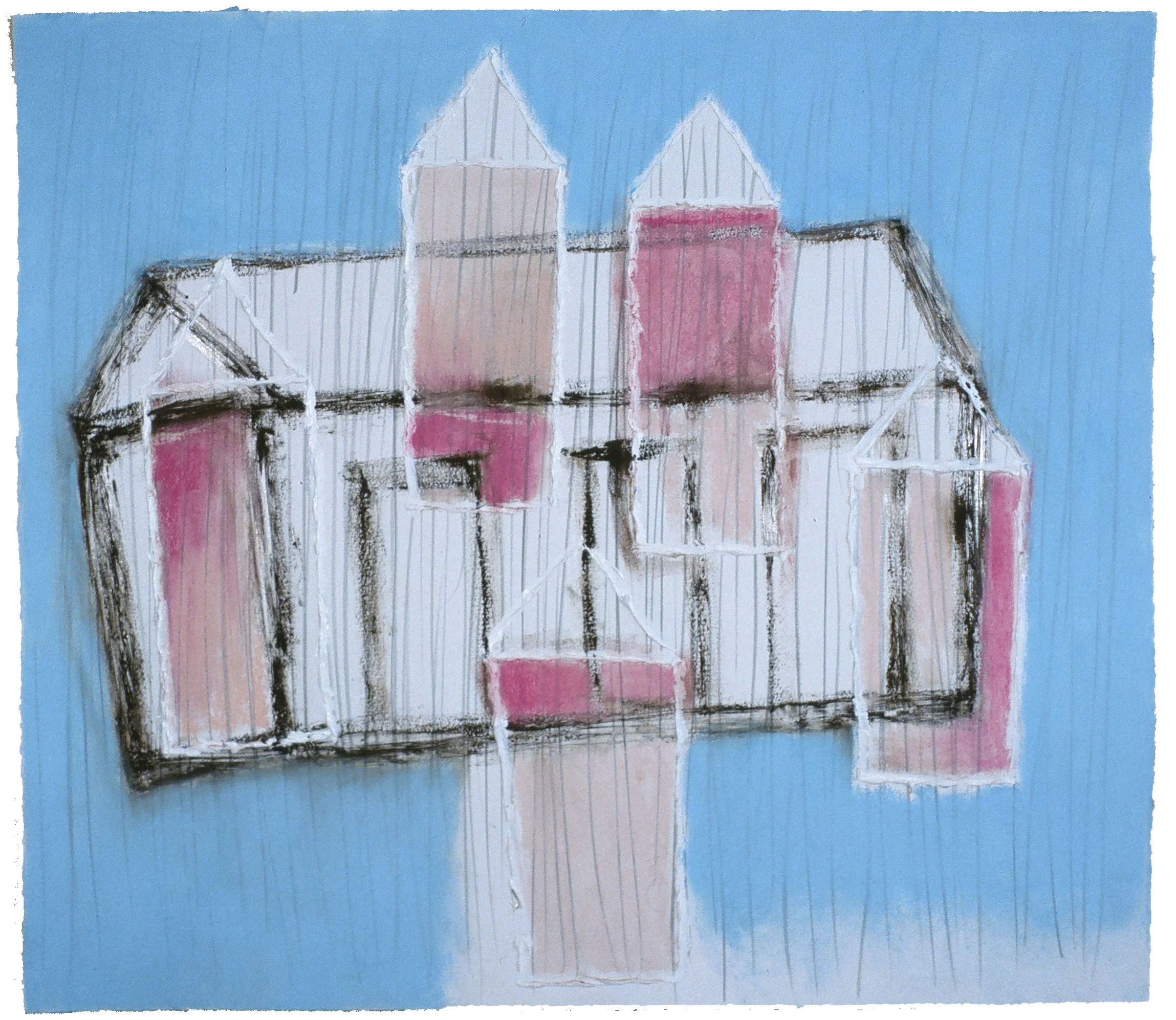 Pink House 32" x 36" Pastel, pencil and charcoal on paper 2001