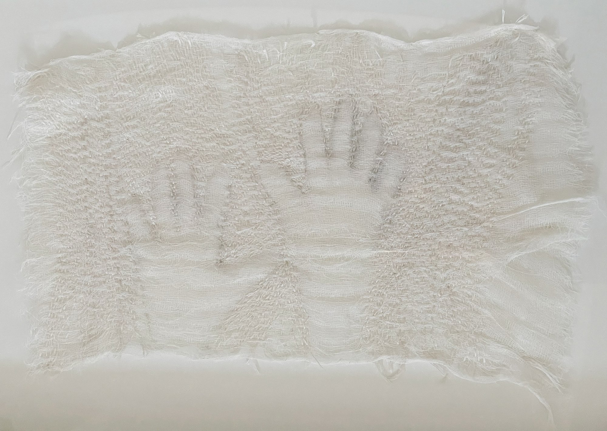 Absence of Hands #2 (2008)  I Cheese cloth, embroidery thread, charcoal  I  20x26.5 in. (framed)