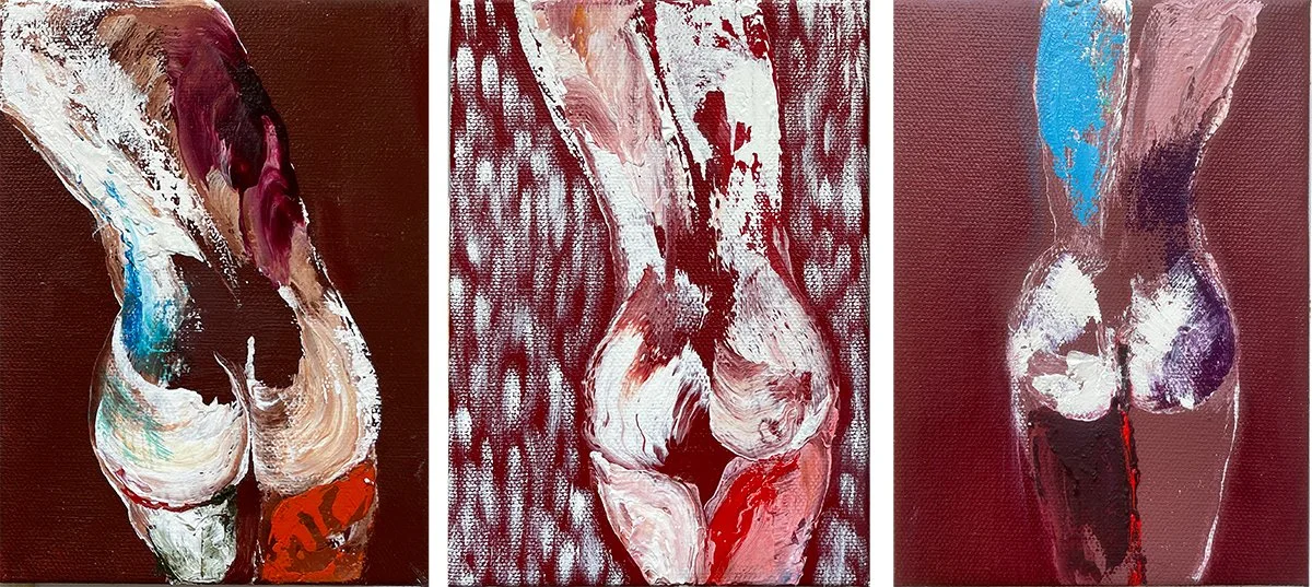 Events in the Body: Mini Torsos 64-66 (2024)  I  Oil on canvas  I  7x5 in. each