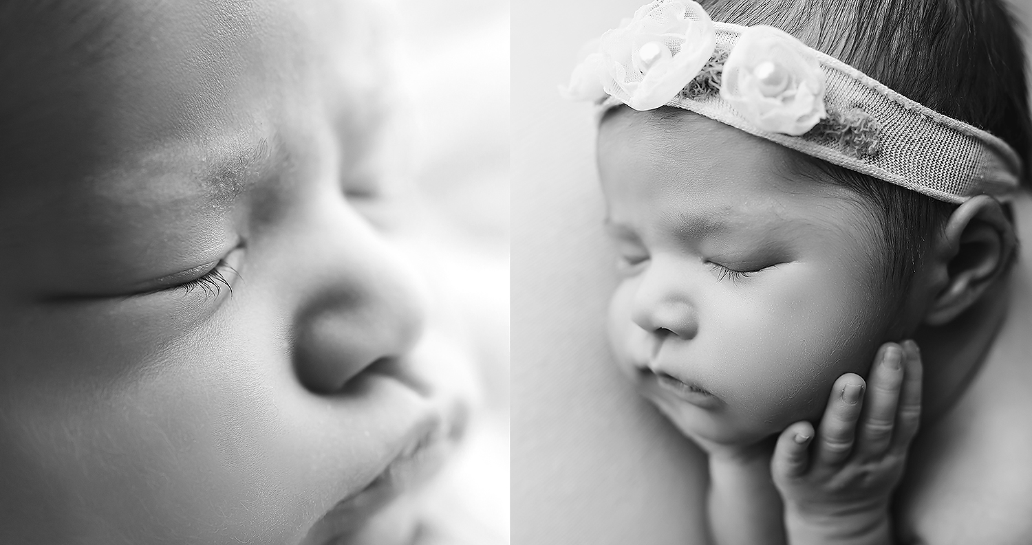 Baltimore Maryland Newborn Photographer Jessica Fenfert baby girl close ups black and white