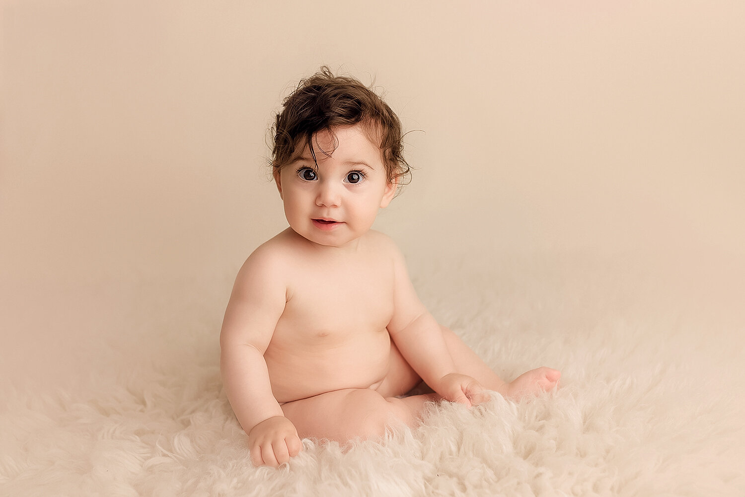 Baltimore Maryland Newborn Baby photography baby girl on flokati Jessica Fenfert