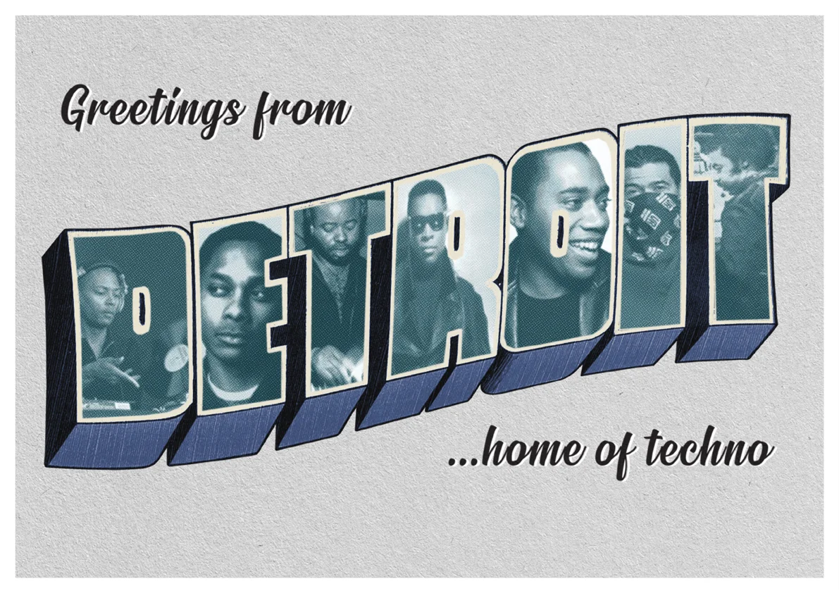 Greetings From Detroit Art Print available in A4 or A3 printed on Archival Matte Paper