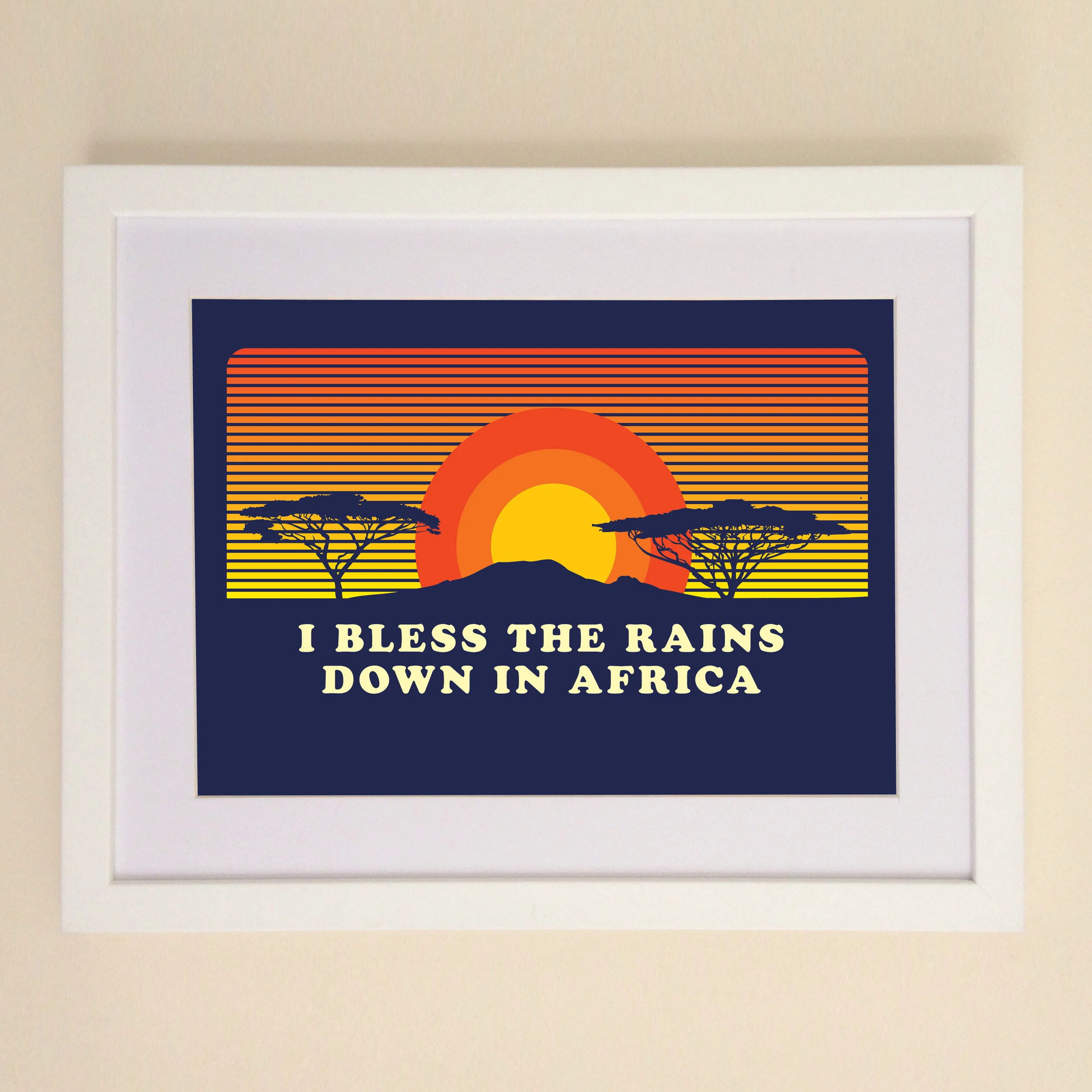 I Bless The Rains Navy Art Print available in A4 or A3 printed on Archival Matte Paper