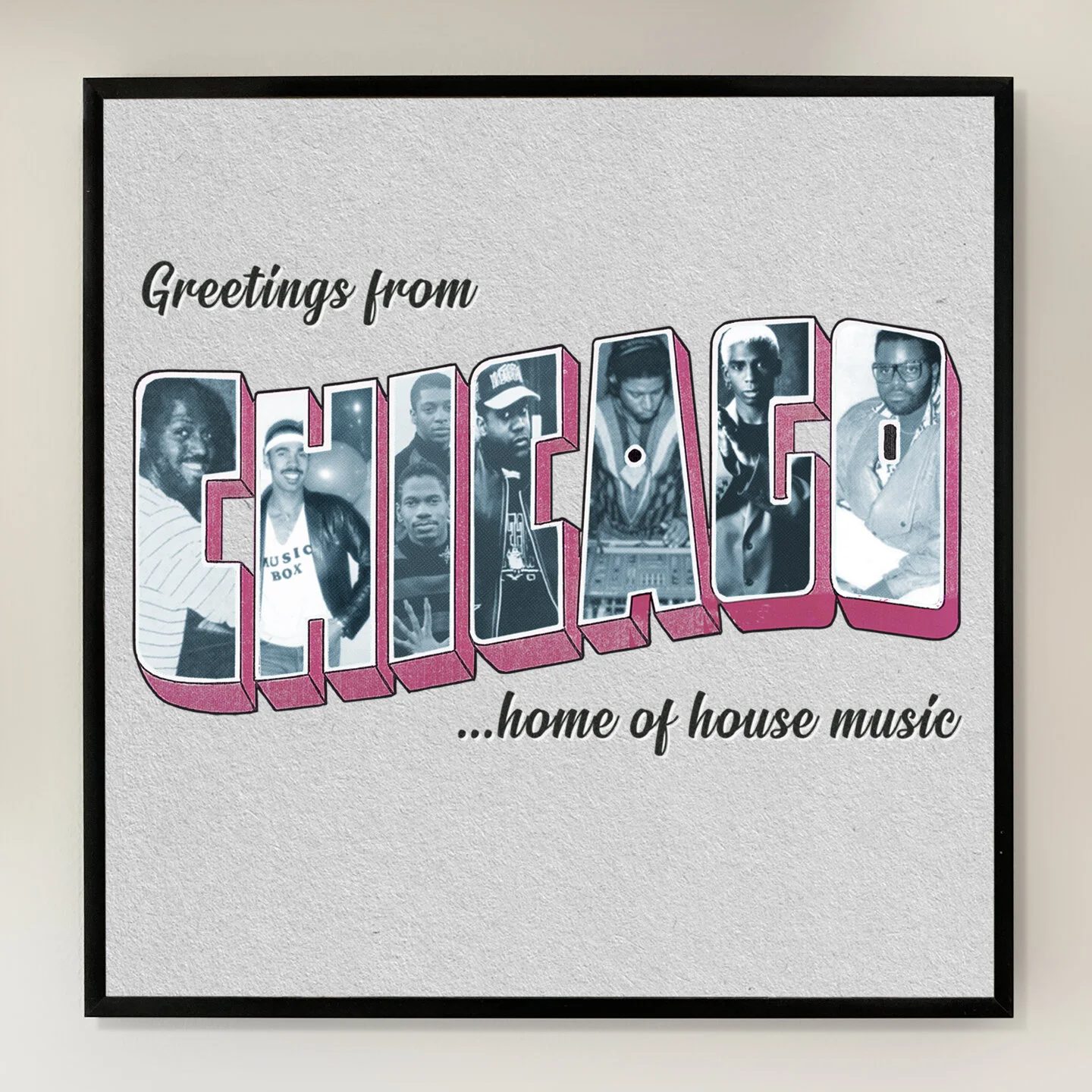 Greetings From Chicago 12x12 inch Art Print printed on Archival Matte Paper