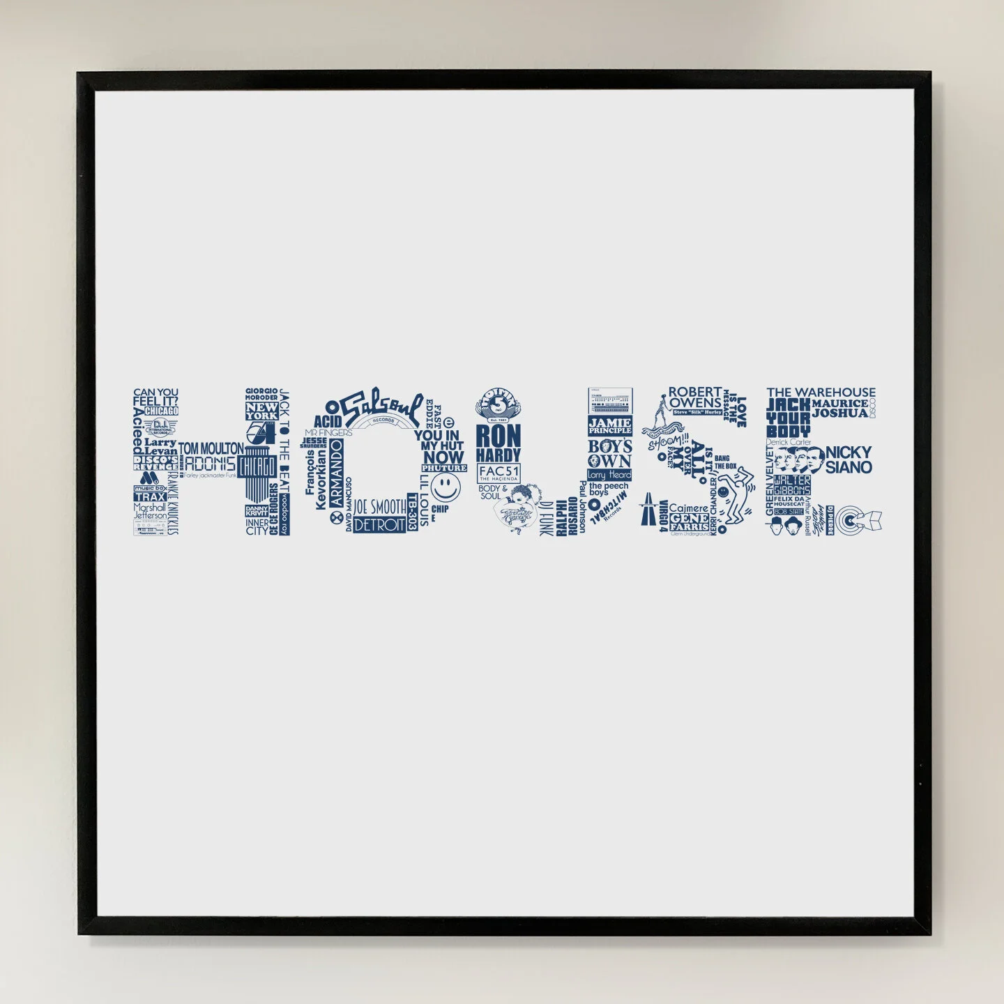 HOUSE words, grey 12x12 inch Art Print printed on Archival Matte Paper