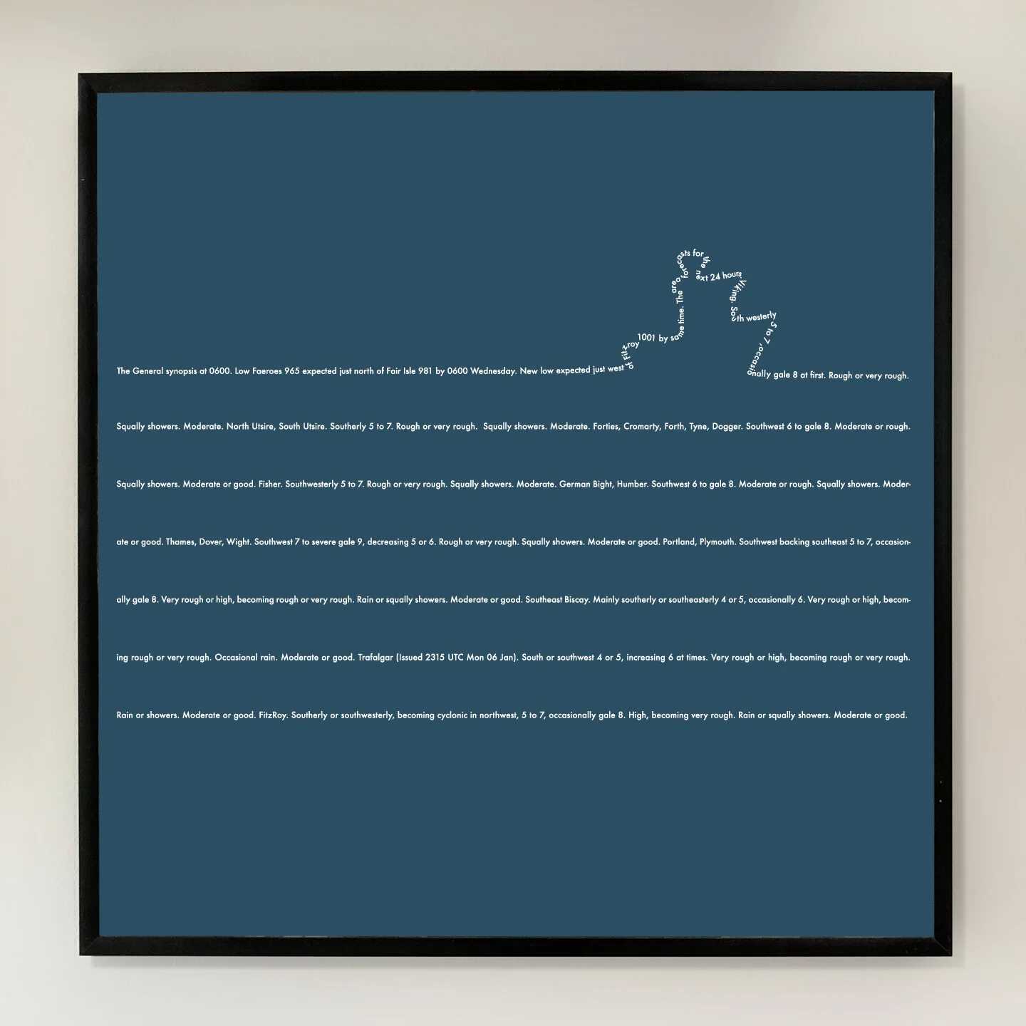 Shipping Forecast 12x12 inch Art Print printed on Archival Matte Paper