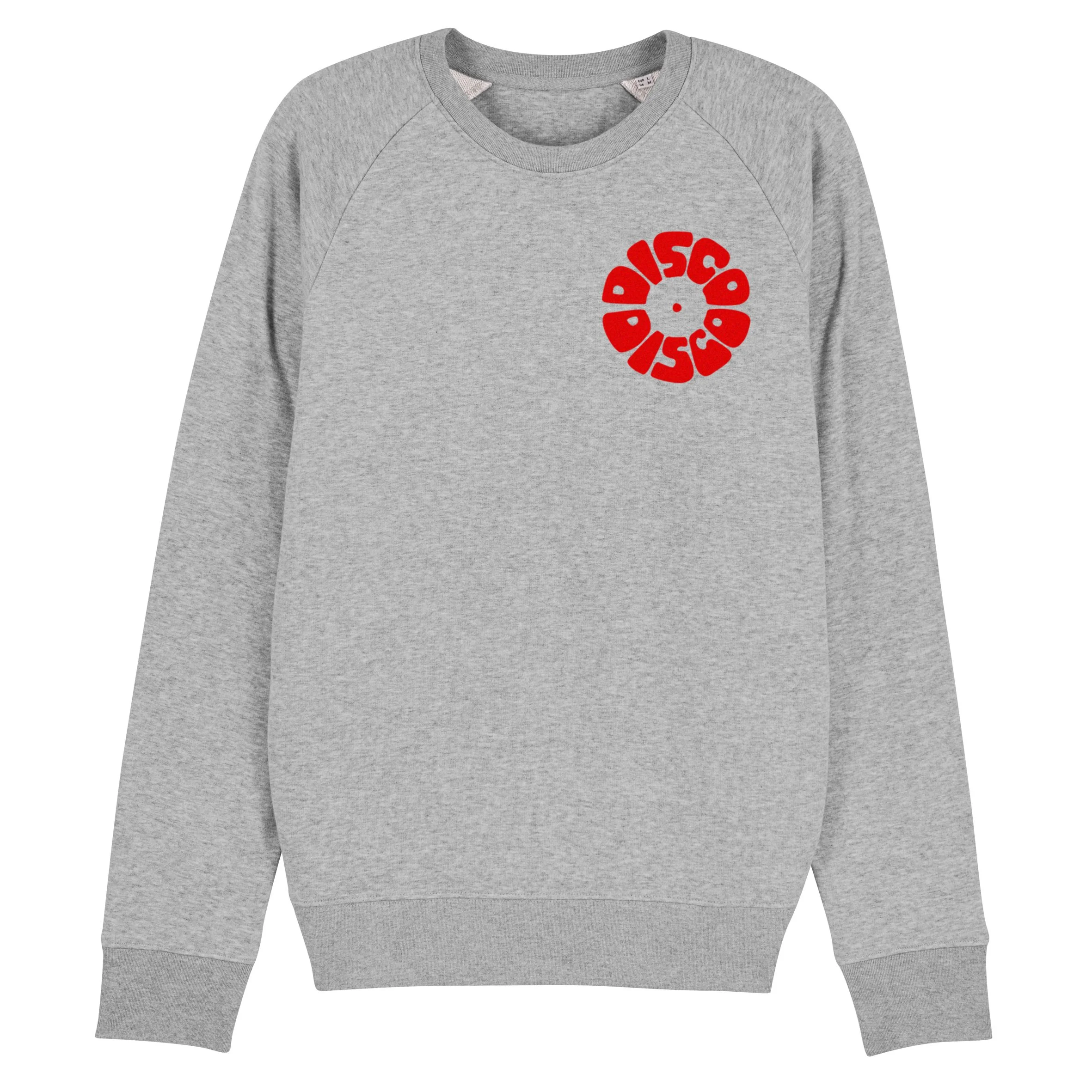 Disco Disco Circle Men's Grey Marl Sweatshirt With Red Flock Vinyl