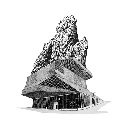 Proyecto para adición a la Biblioteca Central de Seattle / Project for Seattle Central Library Addition , 2009 Lápiz, lápiz de color, papel / Pencil, coloured pencil, paper 100 x 70 cm