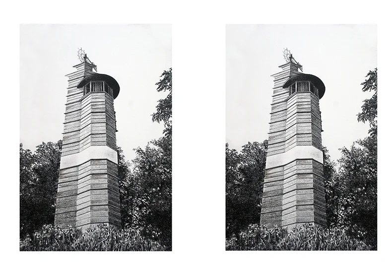 Molino Romeo y Julieta / Romeo and Juliet Windmill , 2009 Lápiz, ápiz de color, papel / Pencil, coloured pencil, paper Díptico / Diptych 100 x 70 cm cada uno / each one