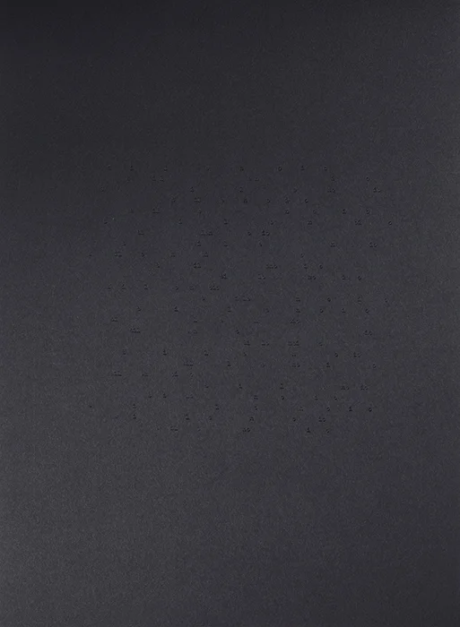 Todos los silencios de los Nocturnos de Villaurrutia / All the Silences in Villarrutia's Nocturnes, 2016 Bajo relieve sobre papel / Low relief on paper Políptico de 25 piezas de 37.5 x 27.5 cm cada una / Polyptych of 25 pieces of 37.5 x 27.5 cm each Detalle / Detail
