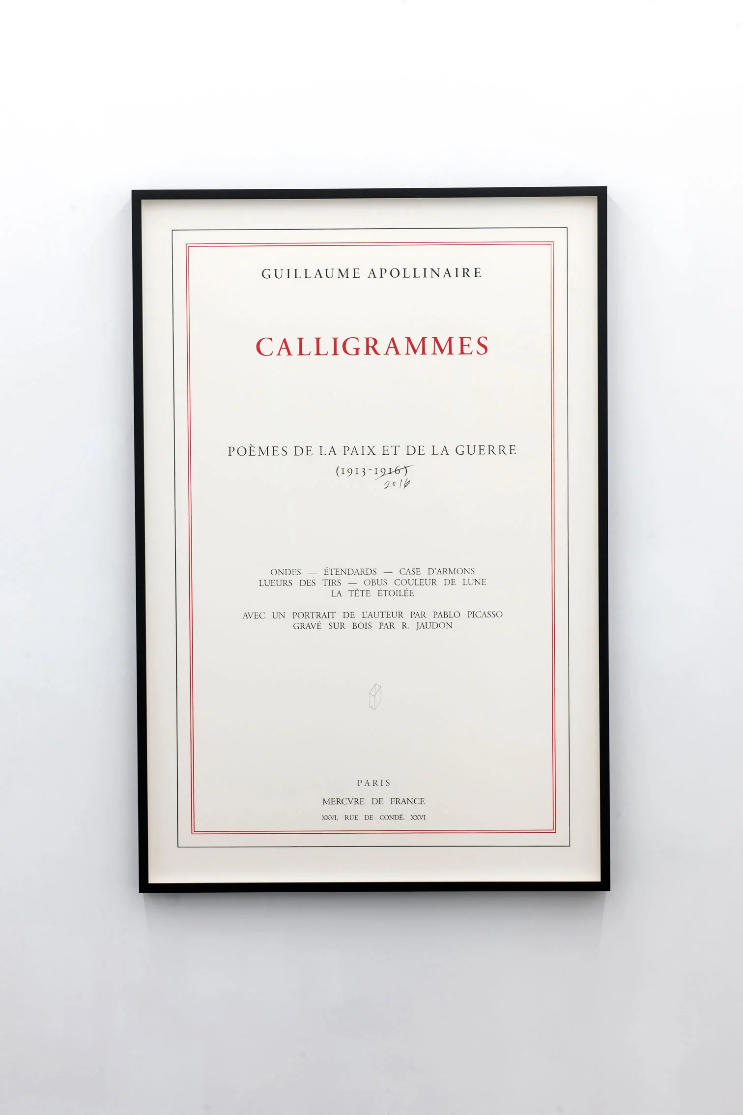 Calligrammes. Poèmes de la paix et de la guerre 1913 - 2016, 2016 Lápiz y lápiz de color sobre papel de algodón / Pencil and colored pencil on cotton paper 150 x 100 cm