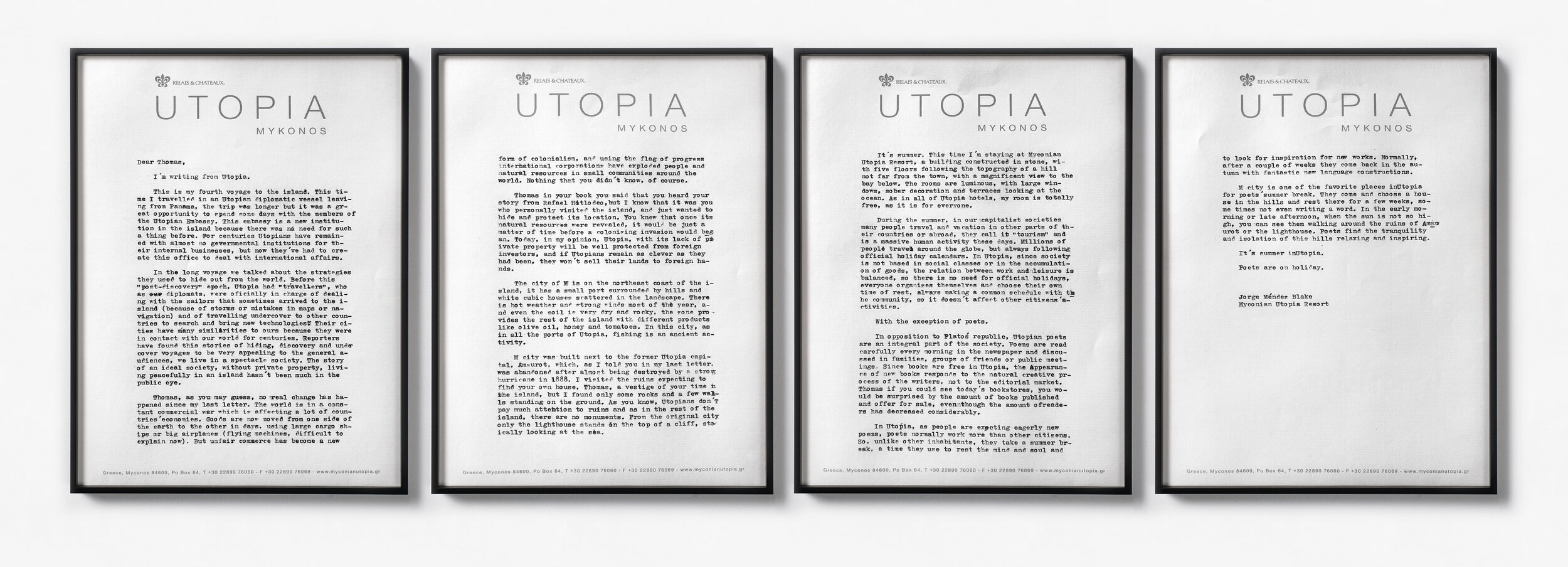  Carta a Thomas Moore / Letter to Thomas Moore   Myconian Utopia Resort, 2018 