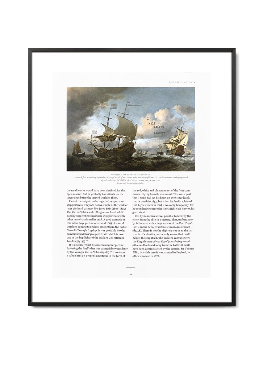   On Land, at Sea and in the Air (Defend It) , 2021  Tinta sobre página de libro / Ink on book's page  35.4 x 28.5 x 2.5 cm 