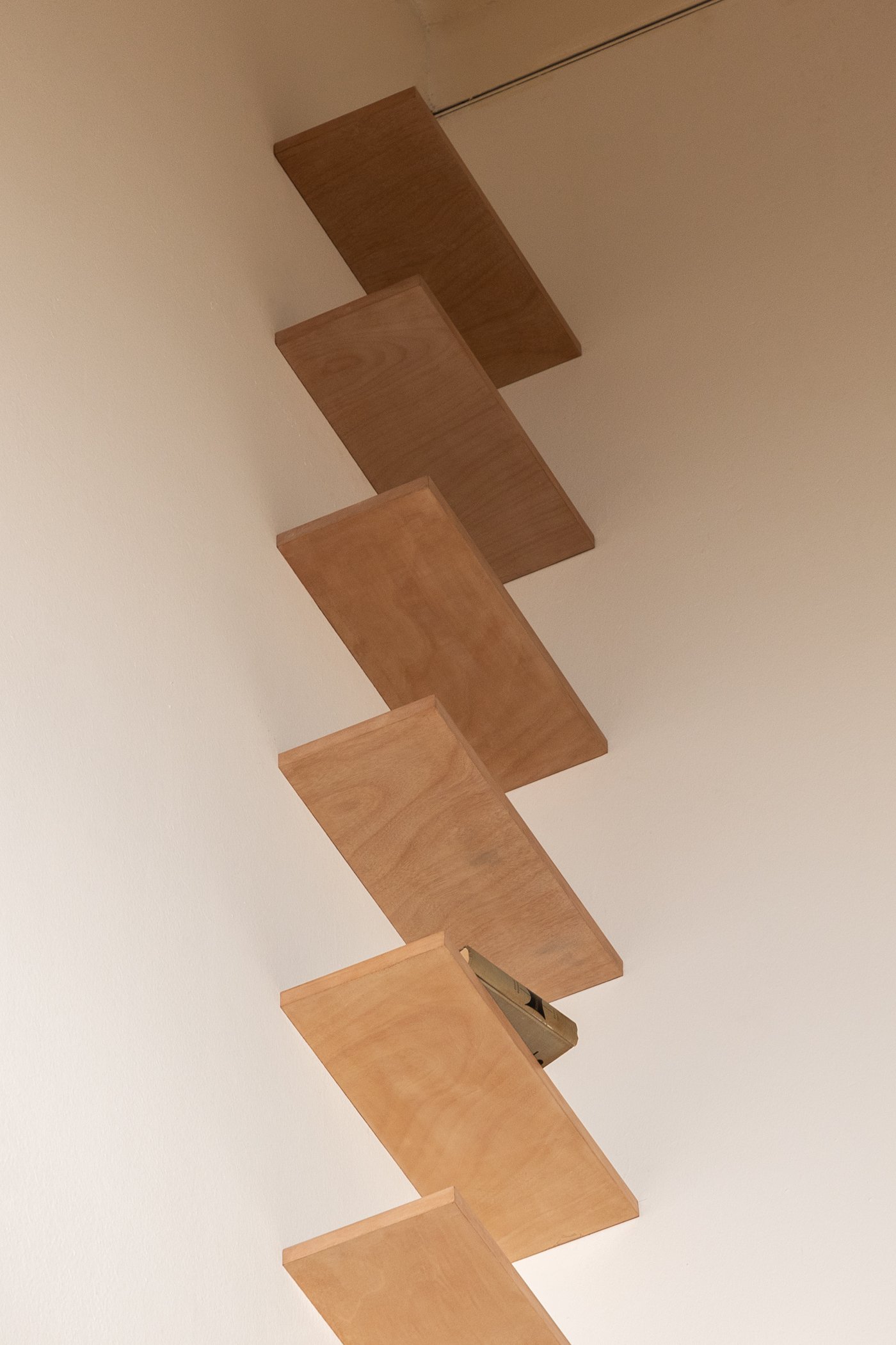 Librero en esquina (Ulysses) II / Corner Bookshelf (Ulysses) II , 2023 Madera, edición de “Ulysses” de James Joyce / Wood, edition of James Joyce’s “Ulysses” Museo De Arte Contemporáneo De Monterrey, 2024 Photo: Michelle Lartigue